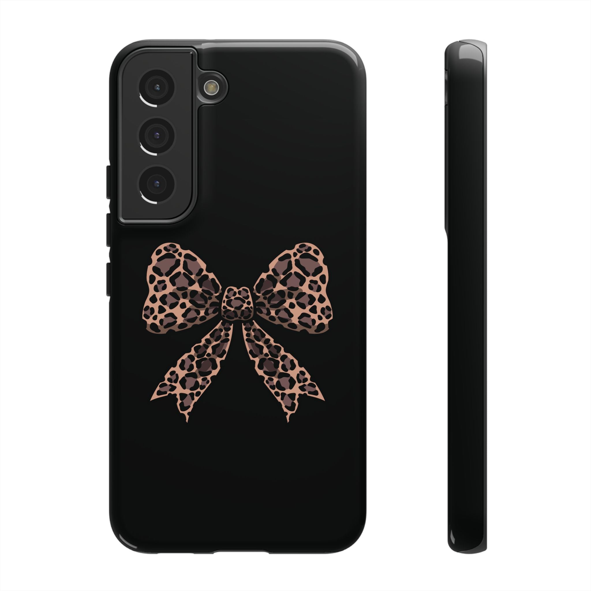 Leopard Print Bow Tough Phone Case — Cute Chic Protective Cover