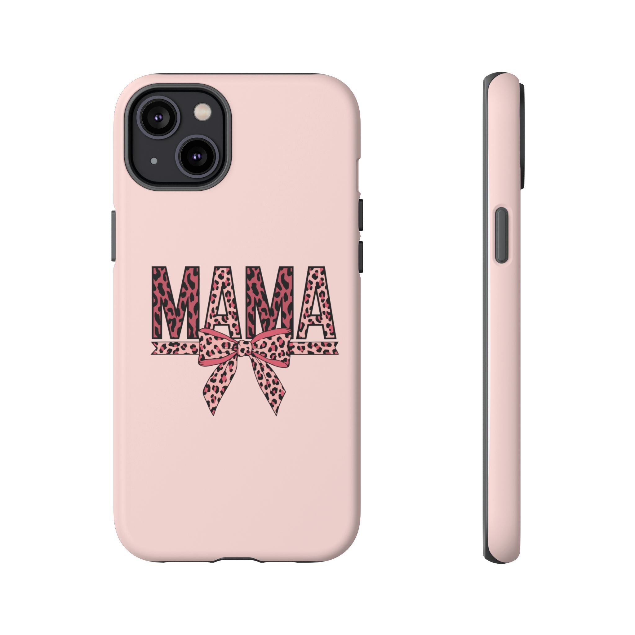 Mama Leopard Bow Phone Case — Pink Tough Protective iPhone Cover