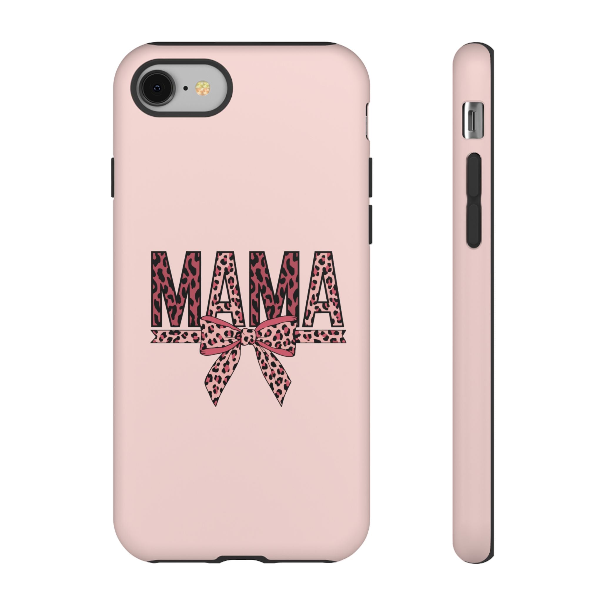 Mama Leopard Bow Phone Case — Pink Tough Protective iPhone Cover