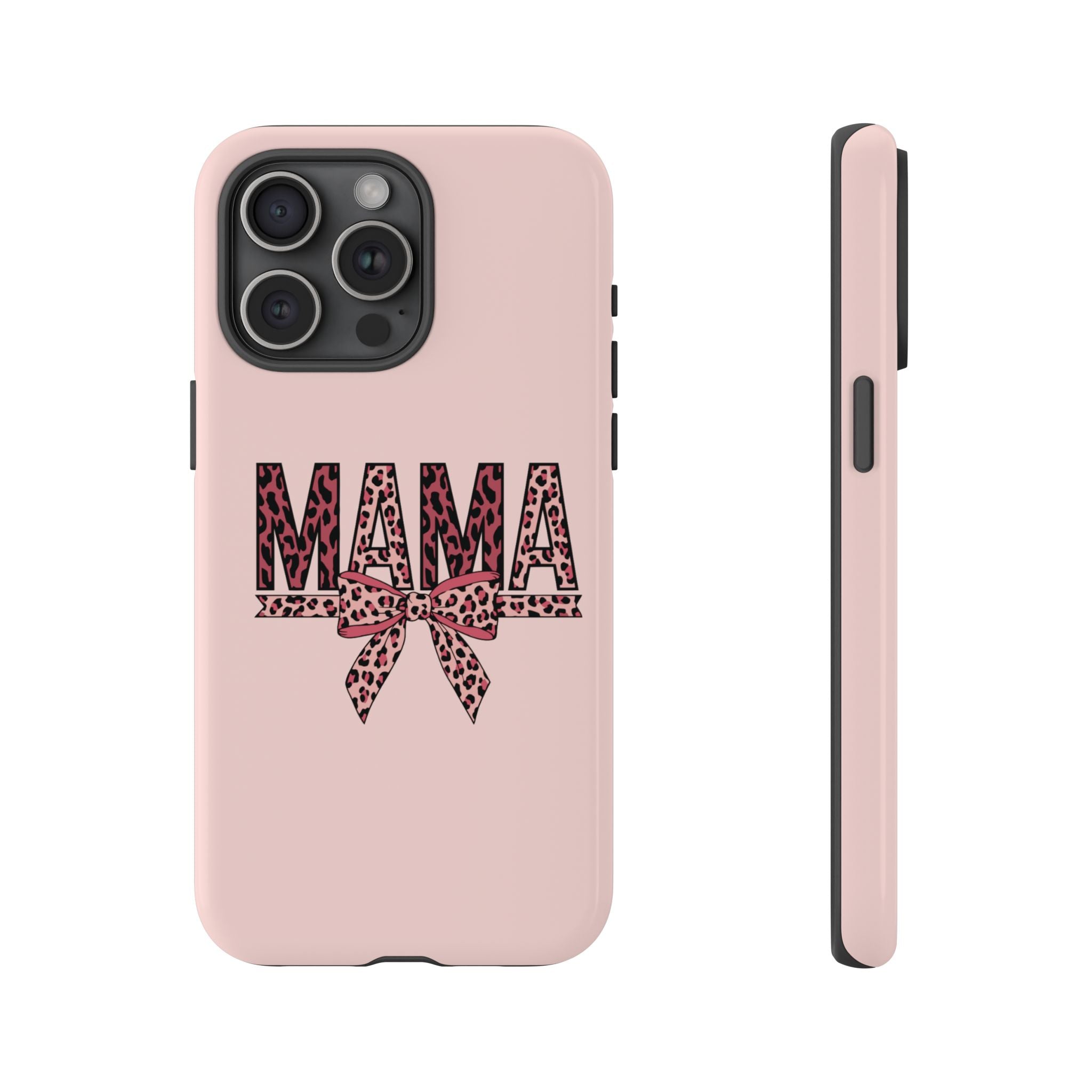 Mama Leopard Bow Phone Case — Pink Tough Protective iPhone Cover