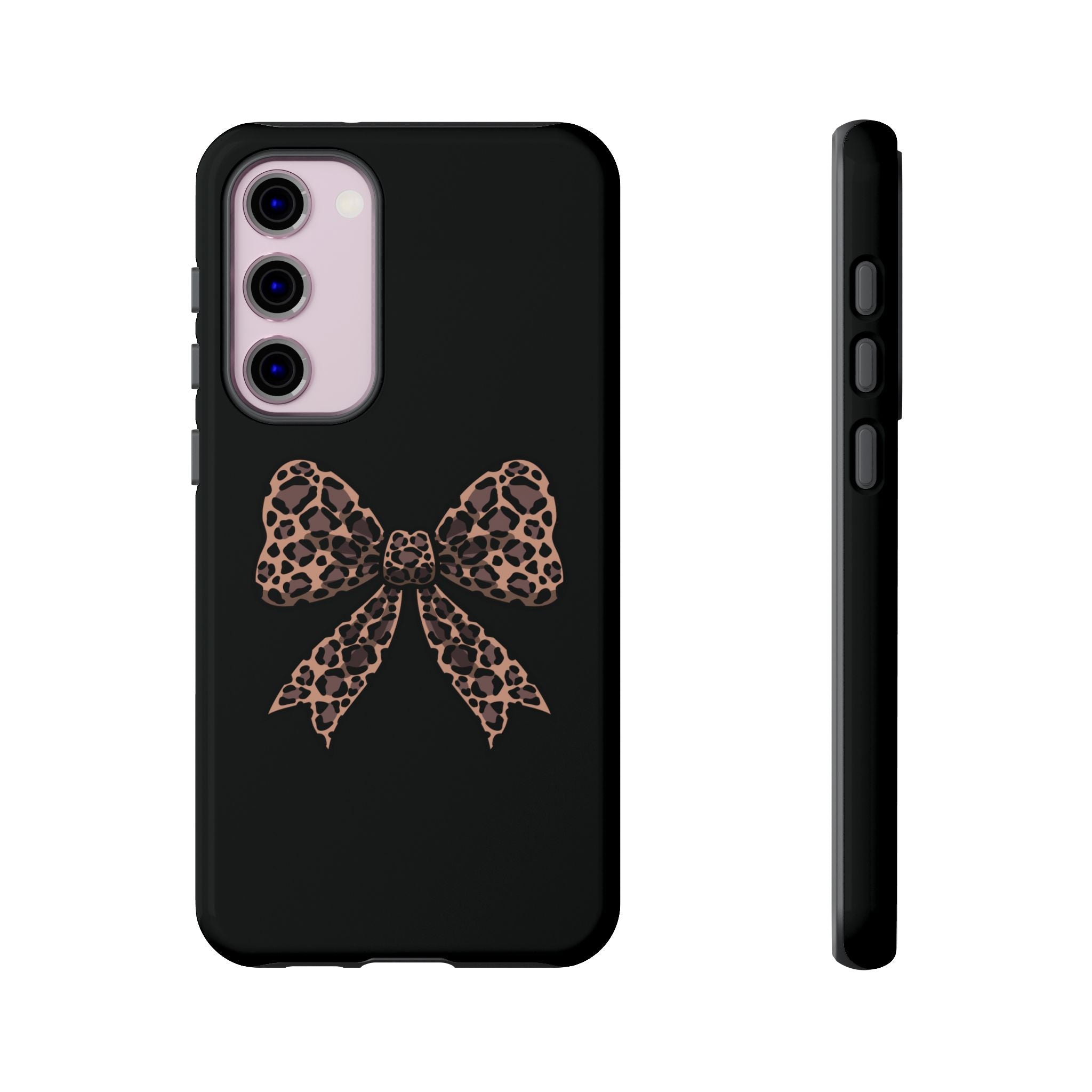 Leopard Print Bow Tough Phone Case — Cute Chic Protective Cover
