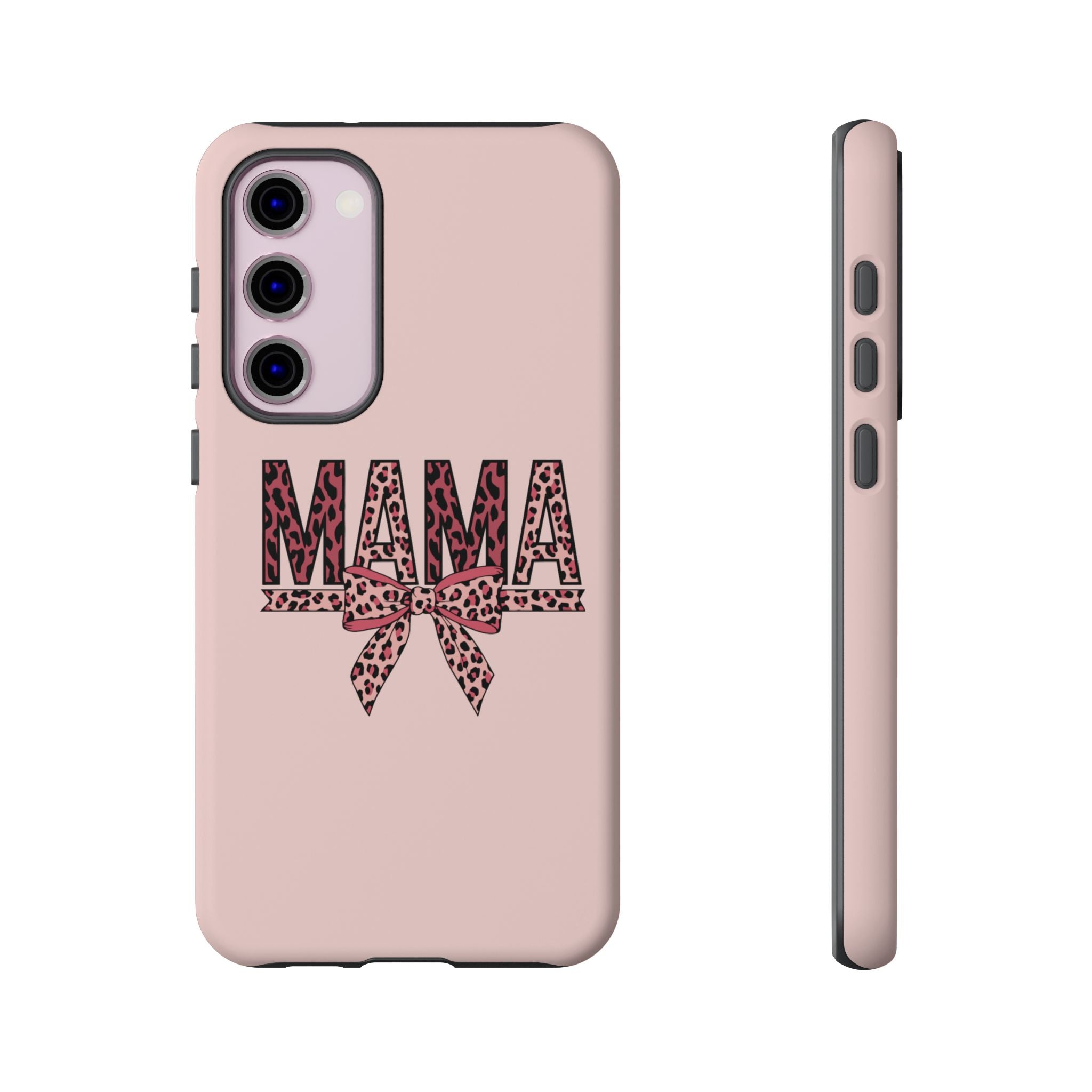 Mama Leopard Bow Phone Case — Pink Tough Protective iPhone Cover