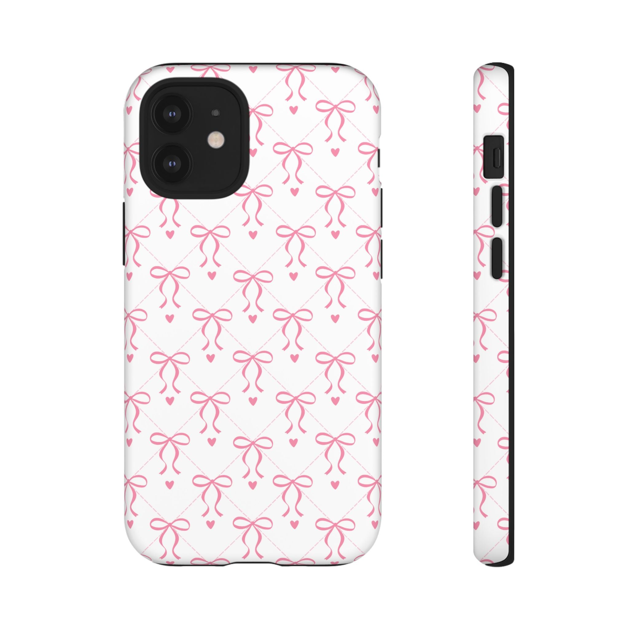 Pink Bow Pattern Phone Case — Cute Feminine Tough Case