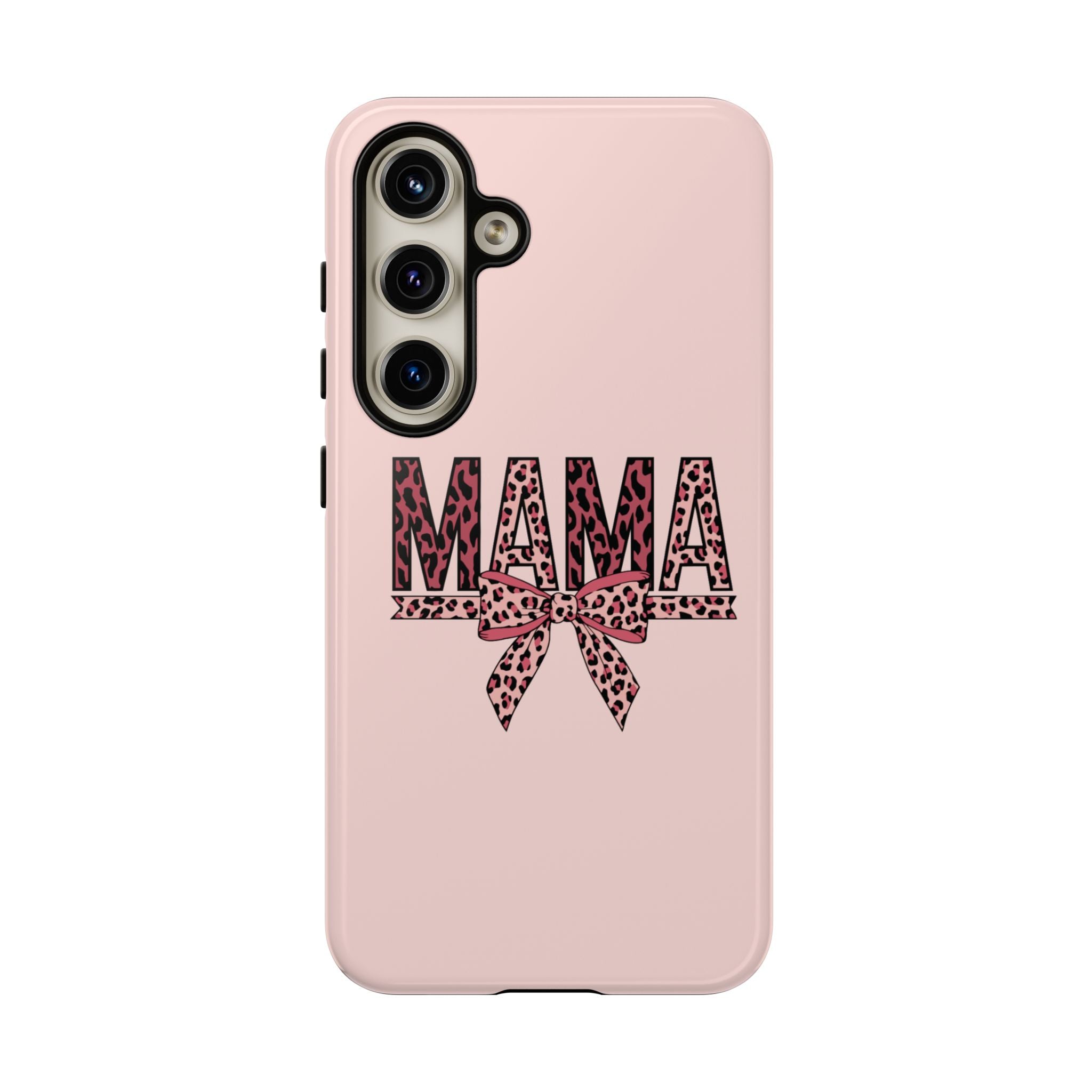 Mama Leopard Bow Phone Case — Pink Tough Protective iPhone Cover