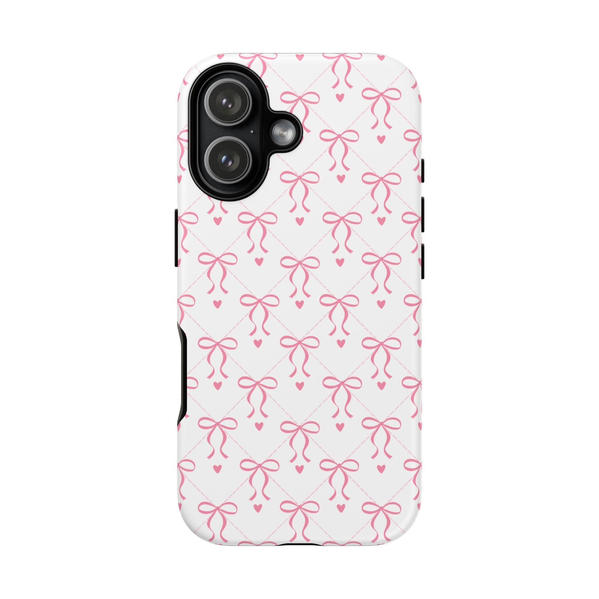 Pink Bow Pattern Phone Case — Cute Feminine Tough Case