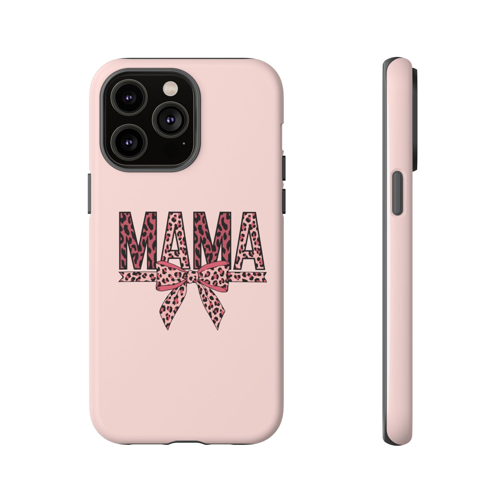 Mama Leopard Bow Phone Case — Pink Tough Protective iPhone Cover