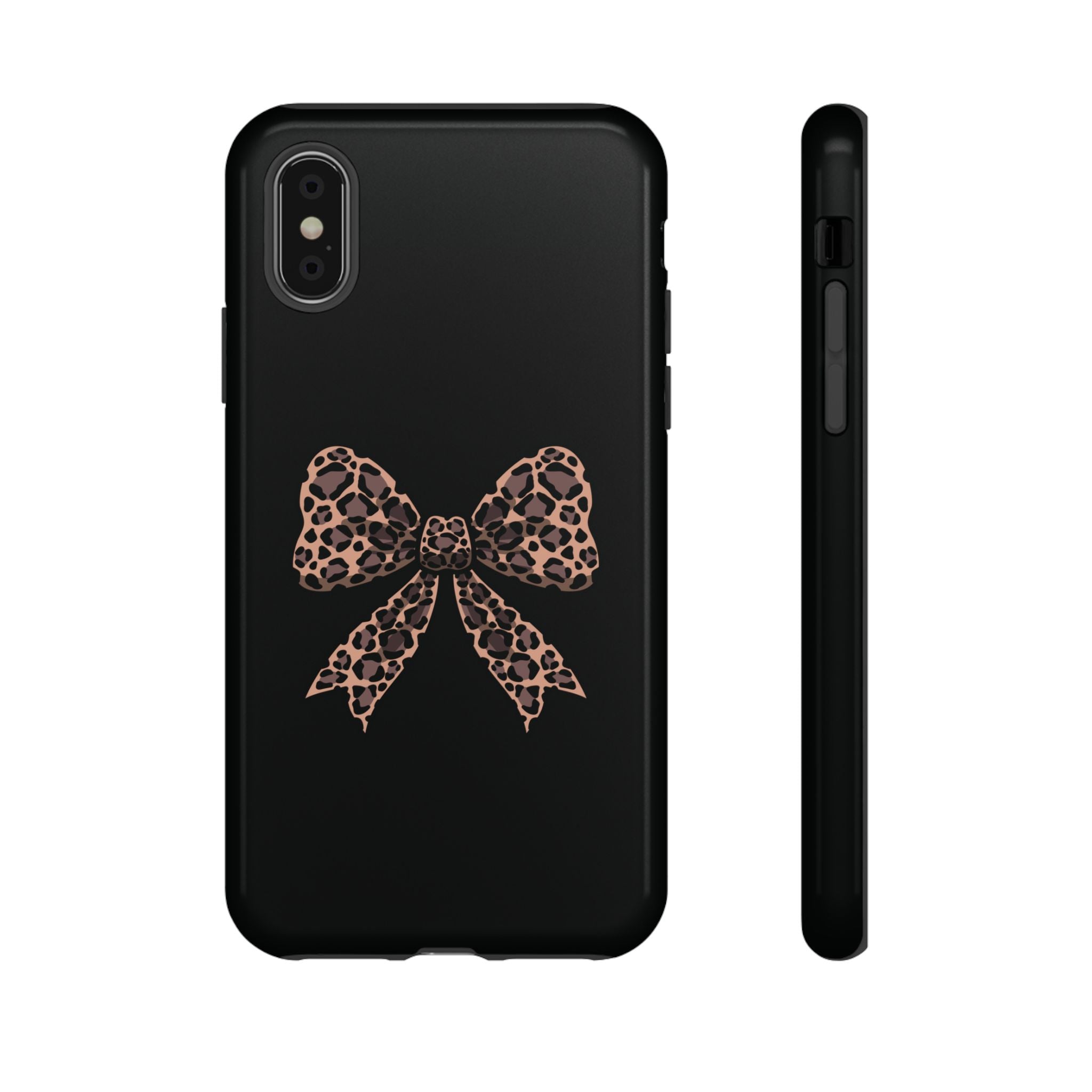 Leopard Print Bow Tough Phone Case — Cute Chic Protective Cover