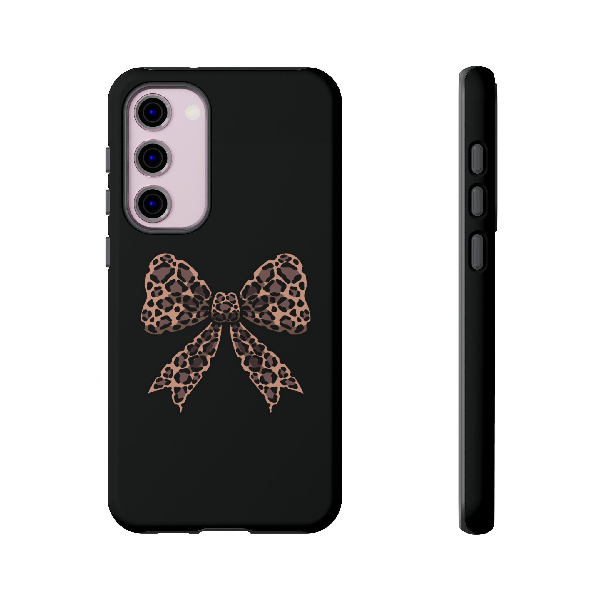 Leopard Print Bow Tough Phone Case — Cute Chic Protective Cover