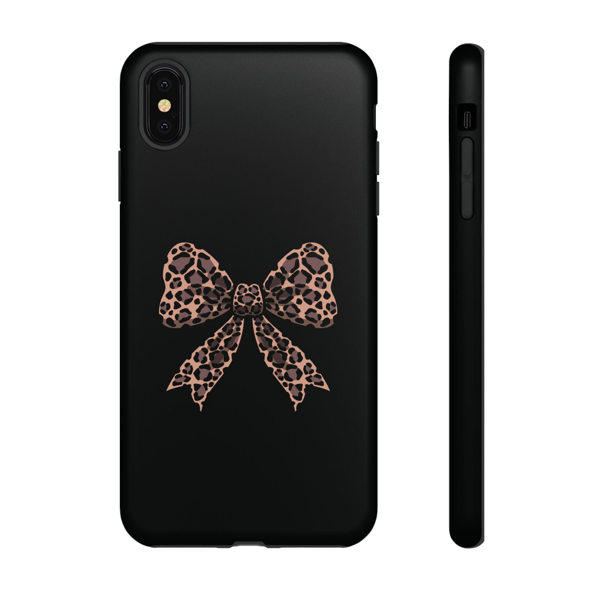 Leopard Print Bow Tough Phone Case — Cute Chic Protective Cover