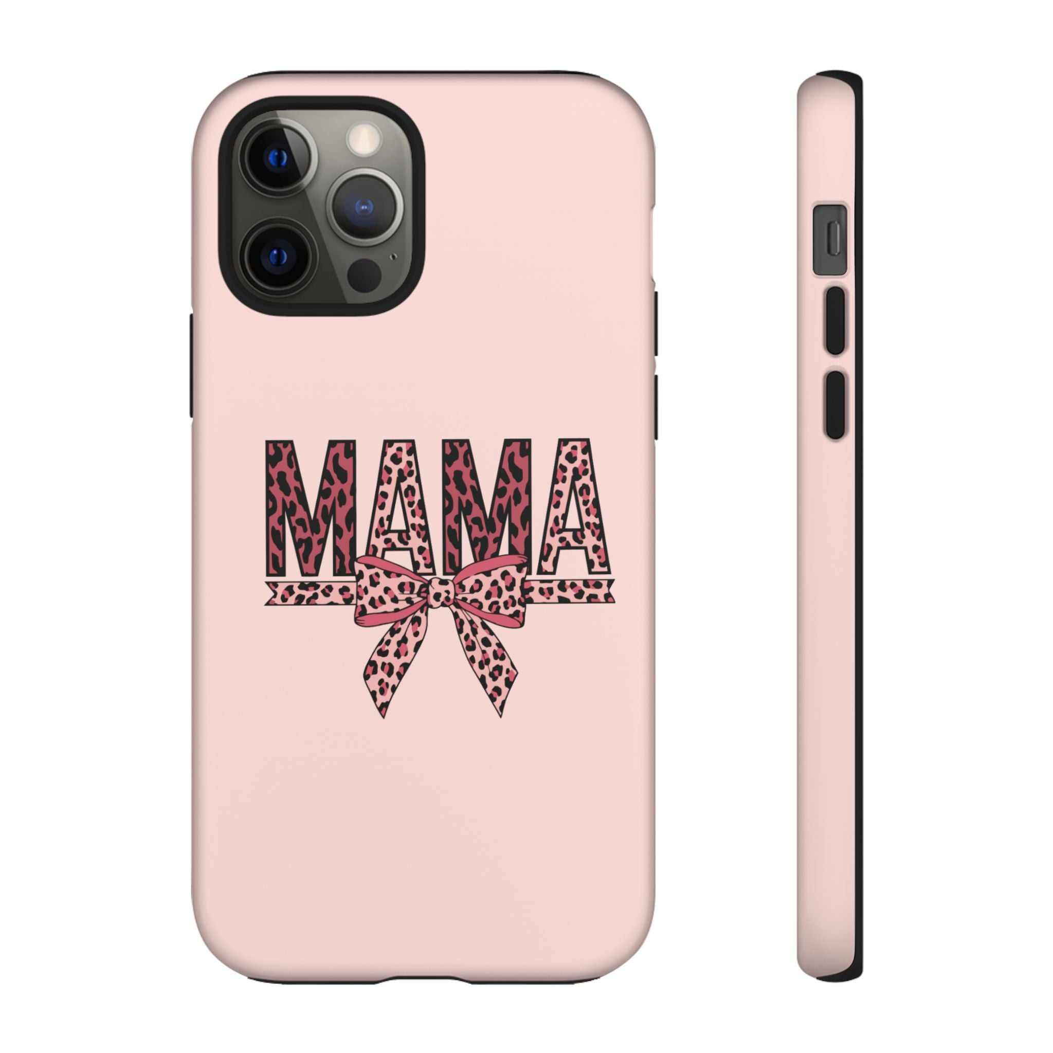 Mama Leopard Bow Phone Case — Pink Tough Protective iPhone Cover
