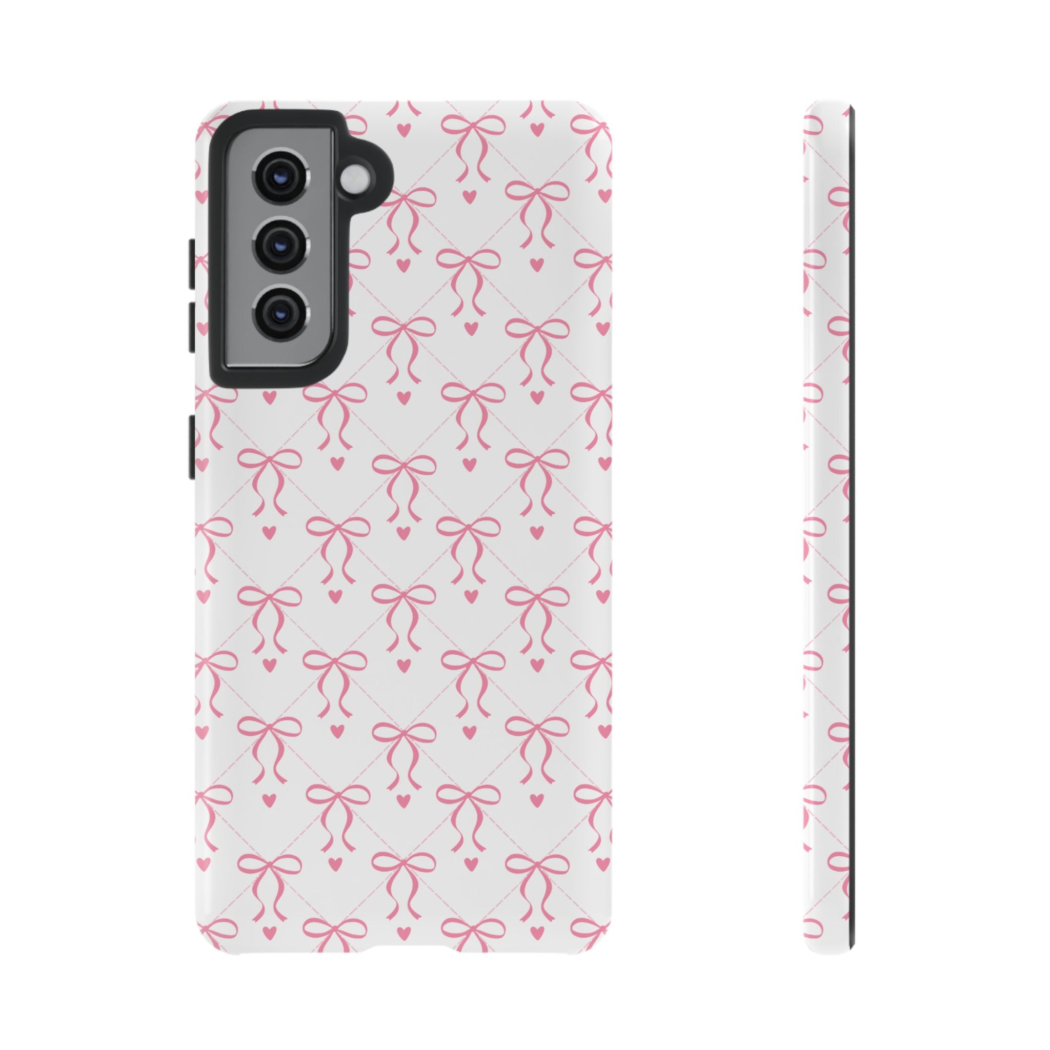 Pink Bow Pattern Phone Case — Cute Feminine Tough Case