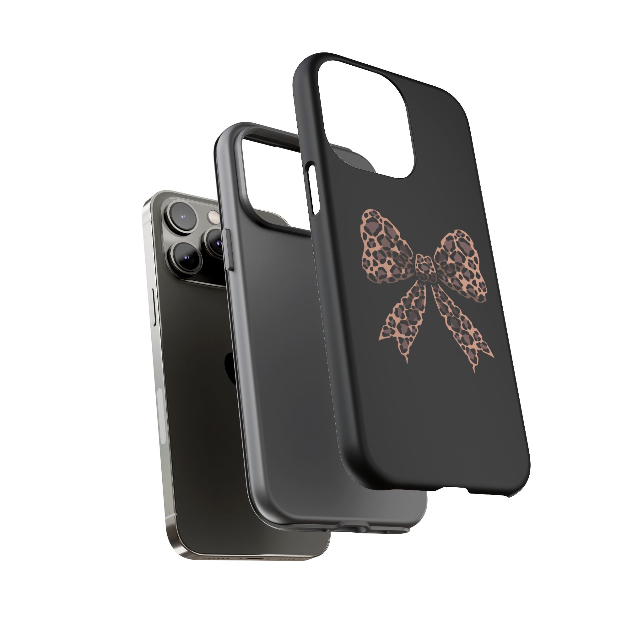 Leopard Print Bow Tough Phone Case — Cute Chic Protective Cover