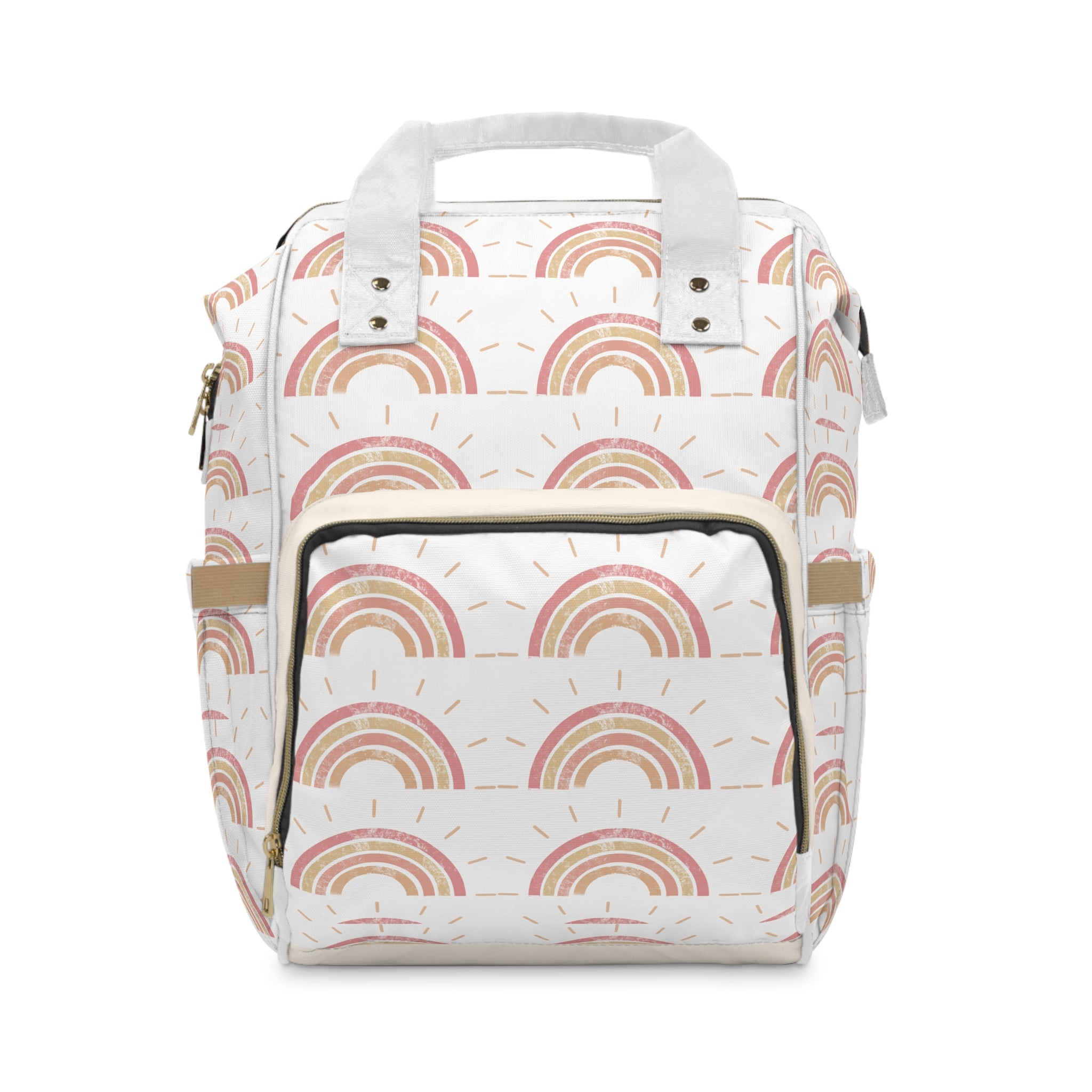 Pastel Boho Rainbow Diaper Backpack — Multifunctional Baby Changing Bag
