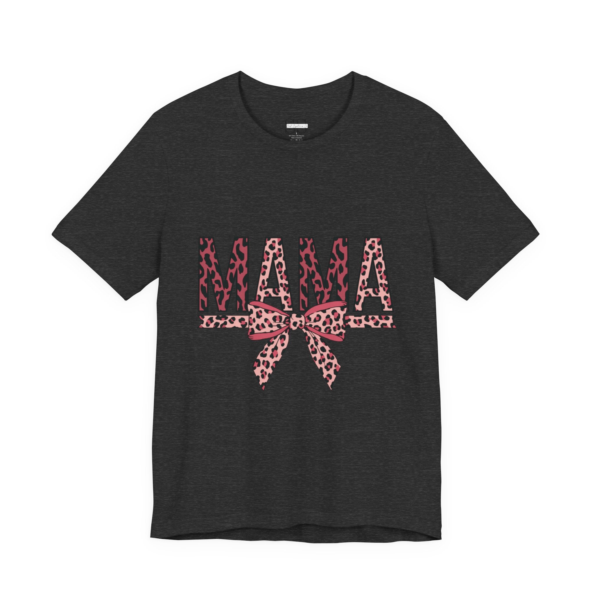 Mama Leopard Bow Tee — Floral Leopard Print "MAMA" Mother's Day T‑Shirt