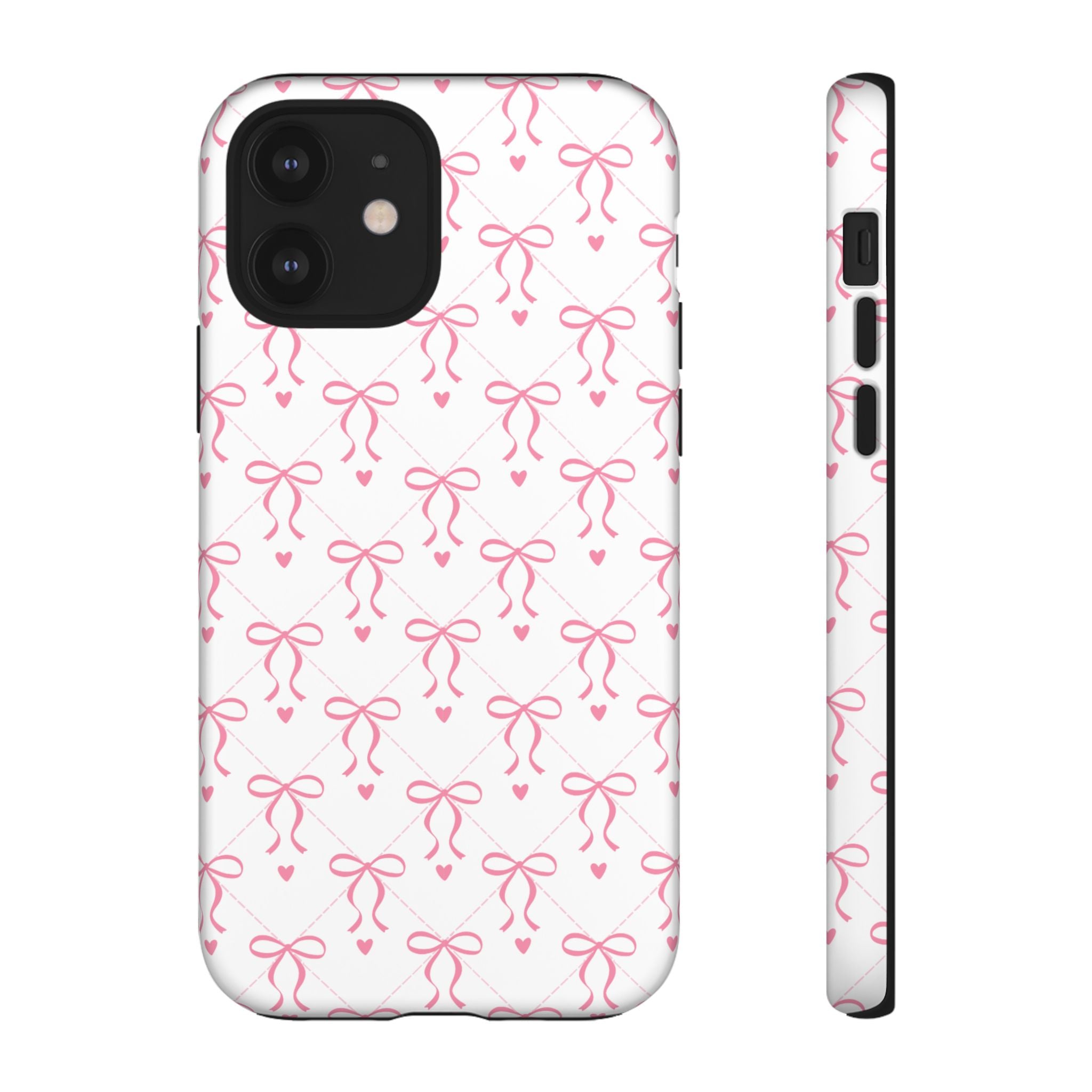 Pink Bow Pattern Phone Case — Cute Feminine Tough Case