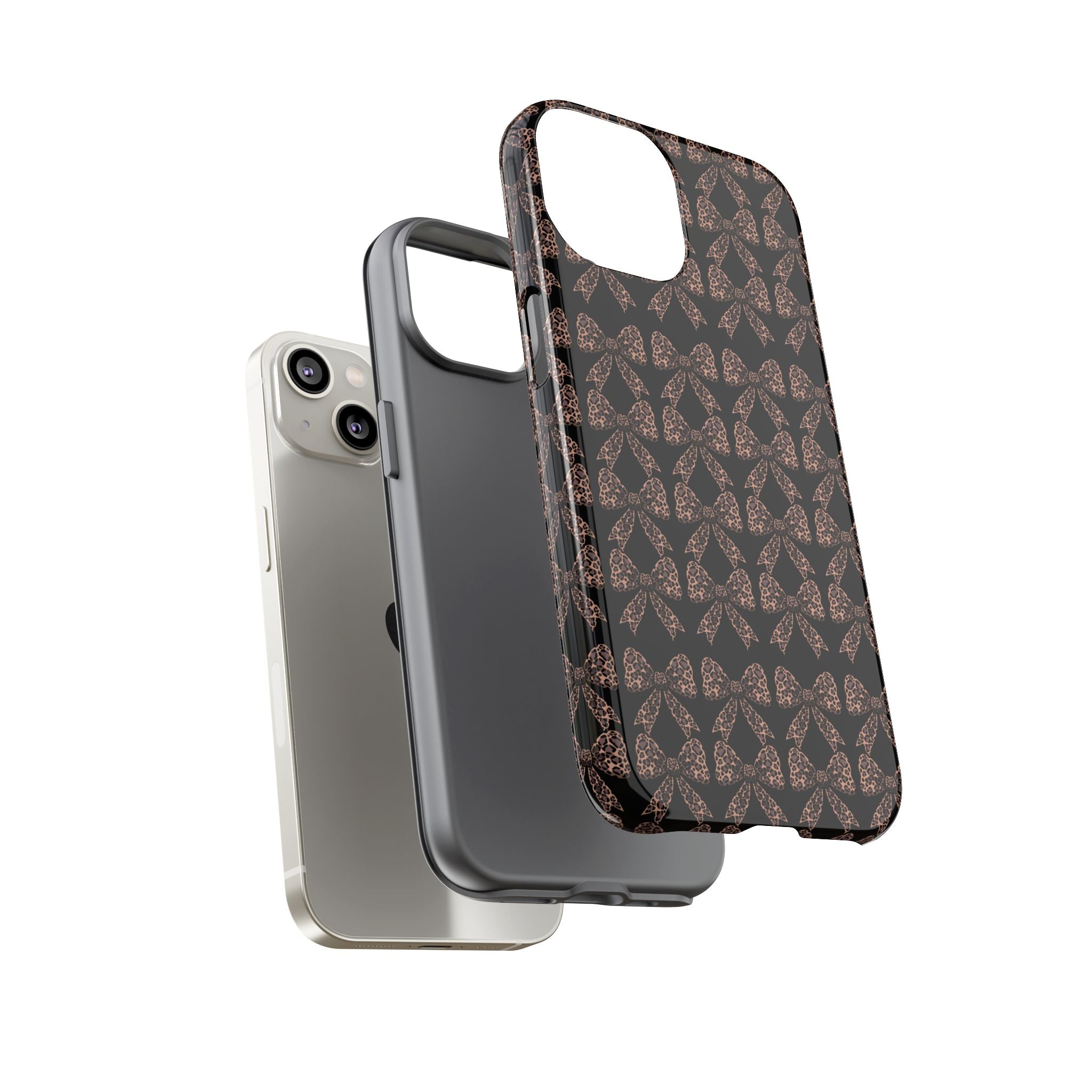 Leopard Print Bow Tough Phone Case — Black & Gold Pattern