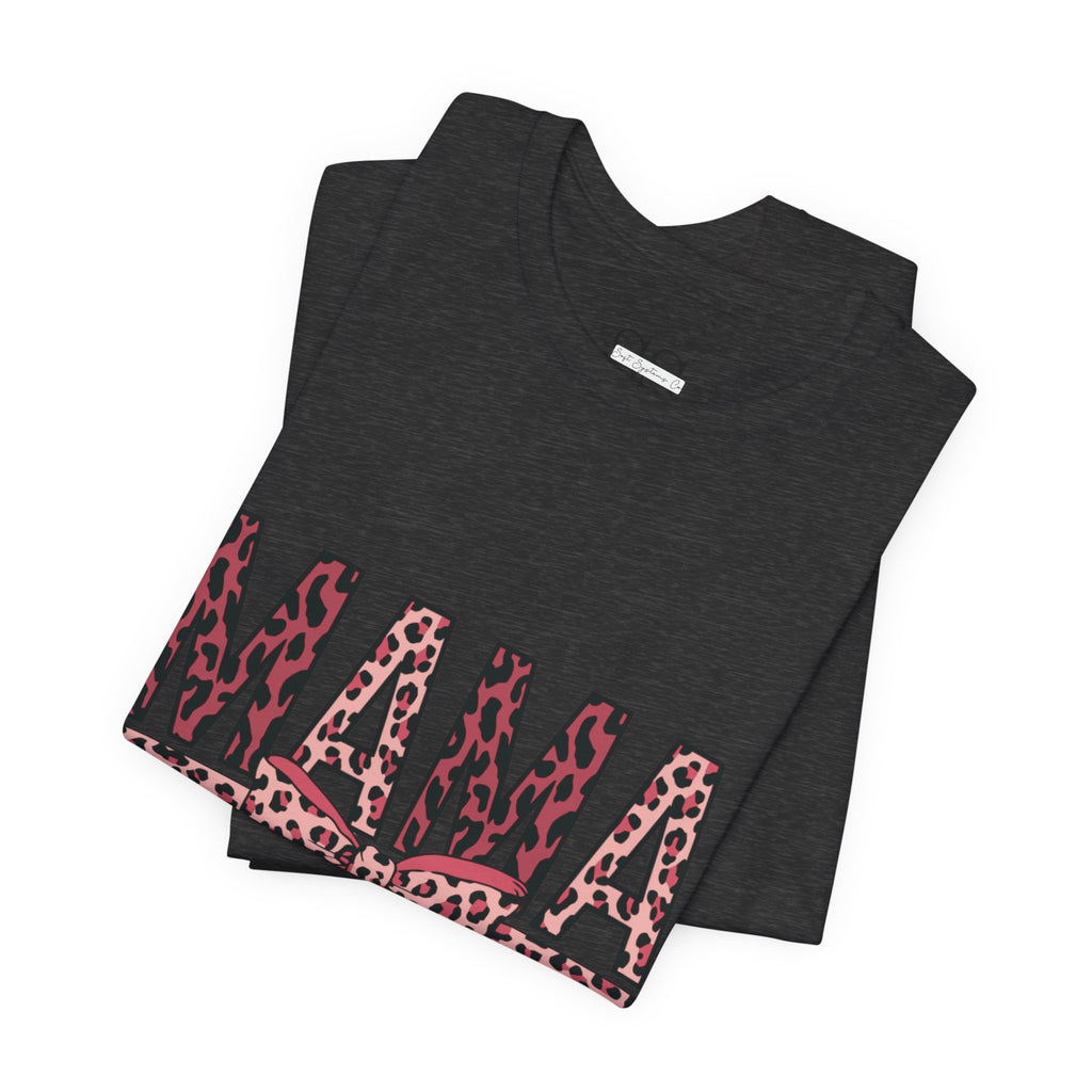 Mama Leopard Bow Tee — Floral Leopard Print "MAMA" Mother's Day T‑Shirt