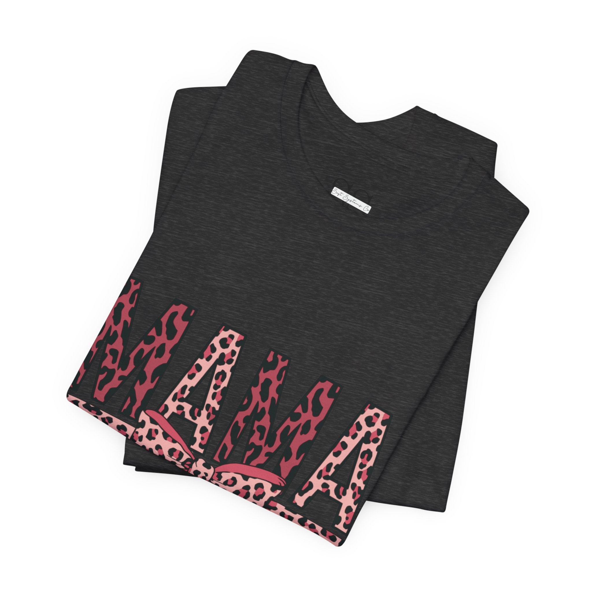 Mama Leopard Bow Tee — Floral Leopard Print "MAMA" Mother's Day T‑Shirt