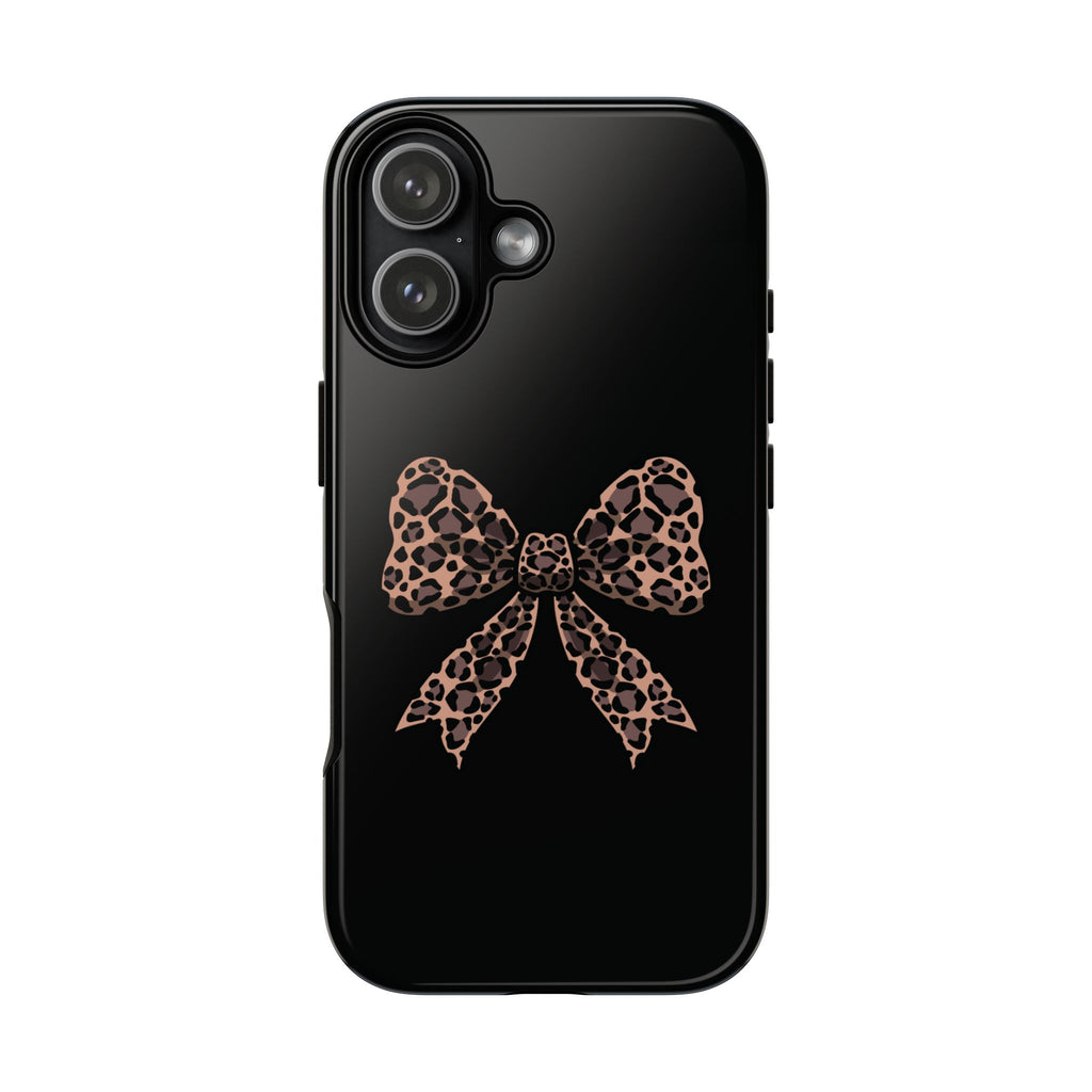 Leopard Print Bow Tough Phone Case — Cute Chic Protective Cover