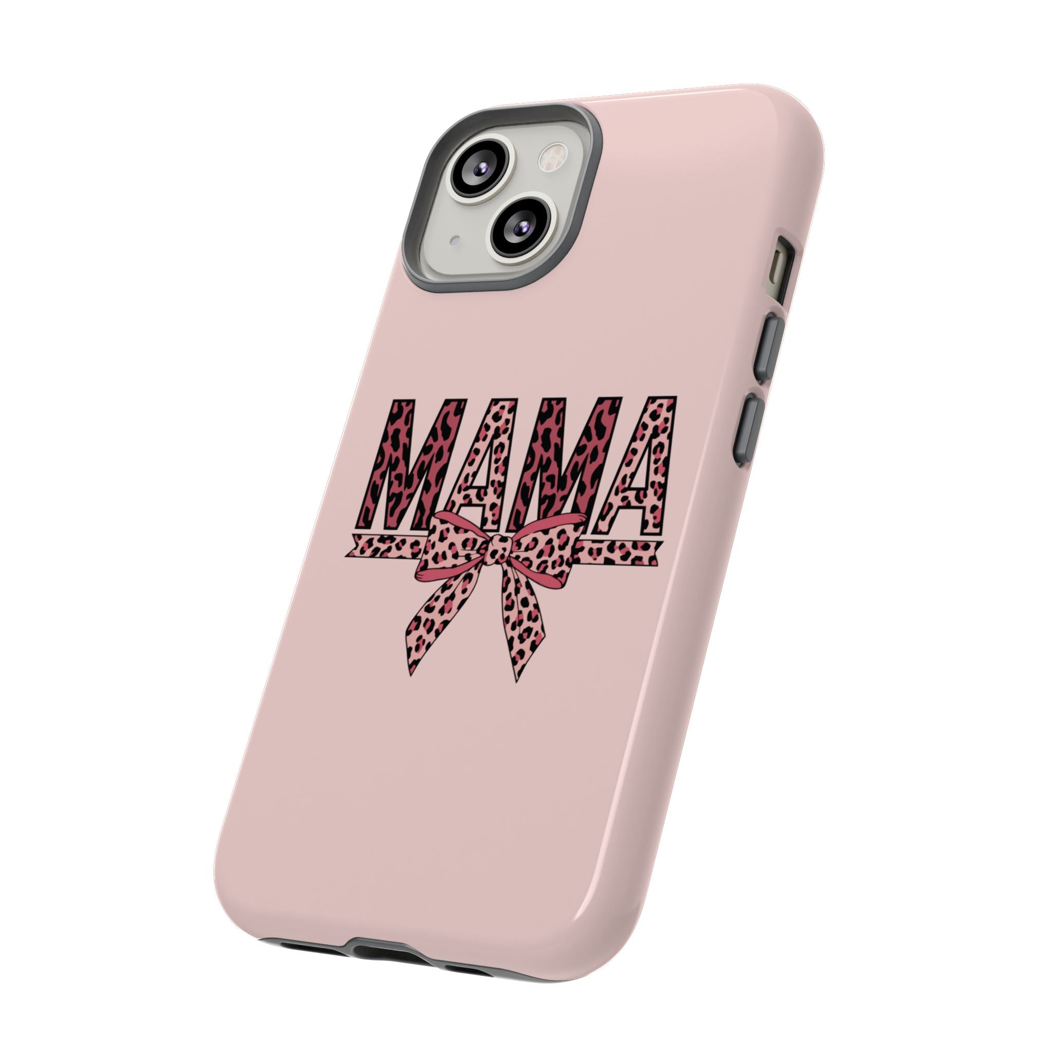 Mama Leopard Bow Phone Case — Pink Tough Protective iPhone Cover