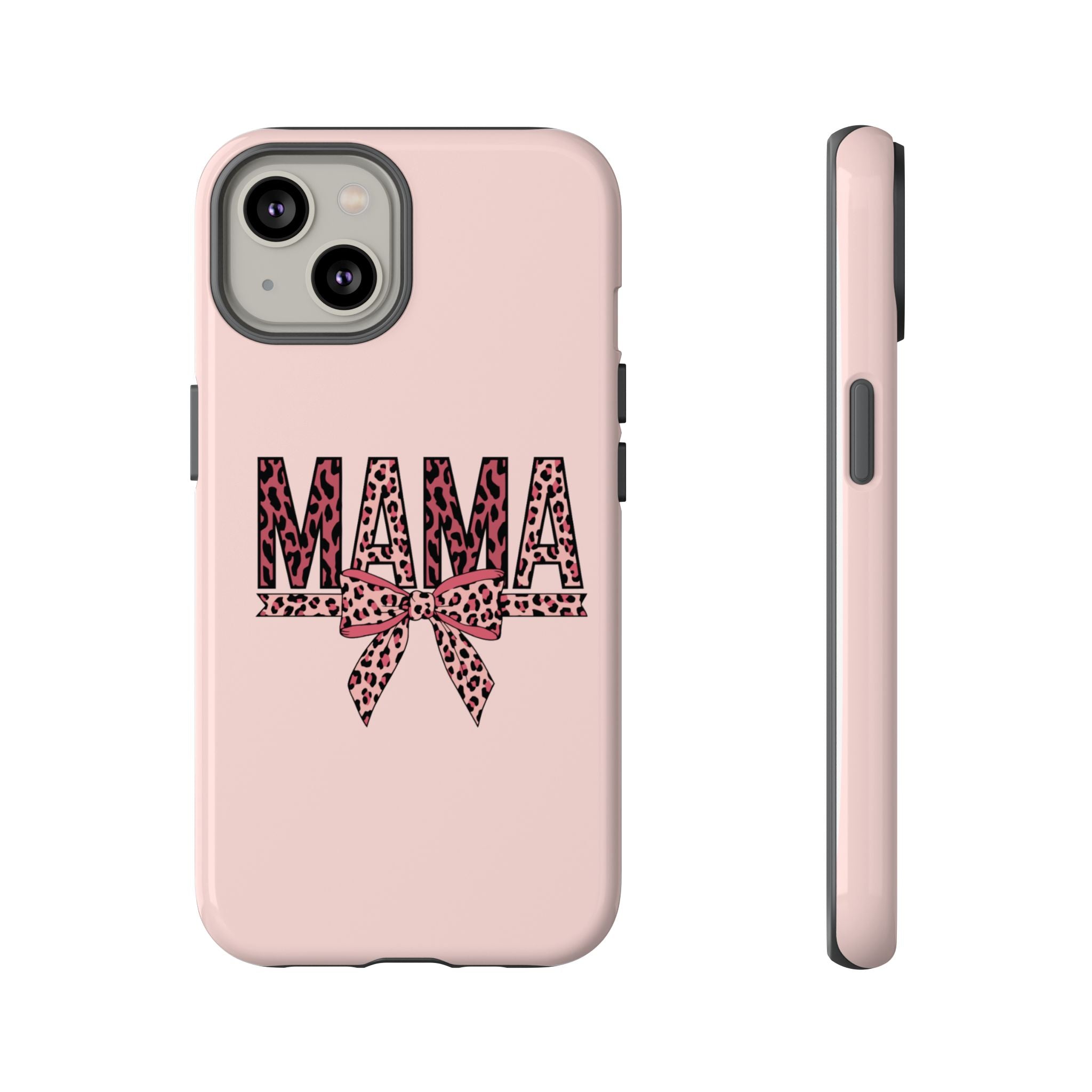 Mama Leopard Bow Phone Case — Pink Tough Protective iPhone Cover