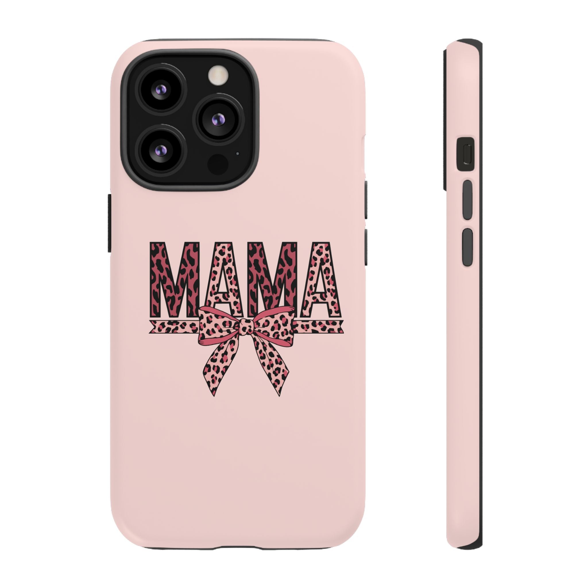 Mama Leopard Bow Phone Case — Pink Tough Protective iPhone Cover