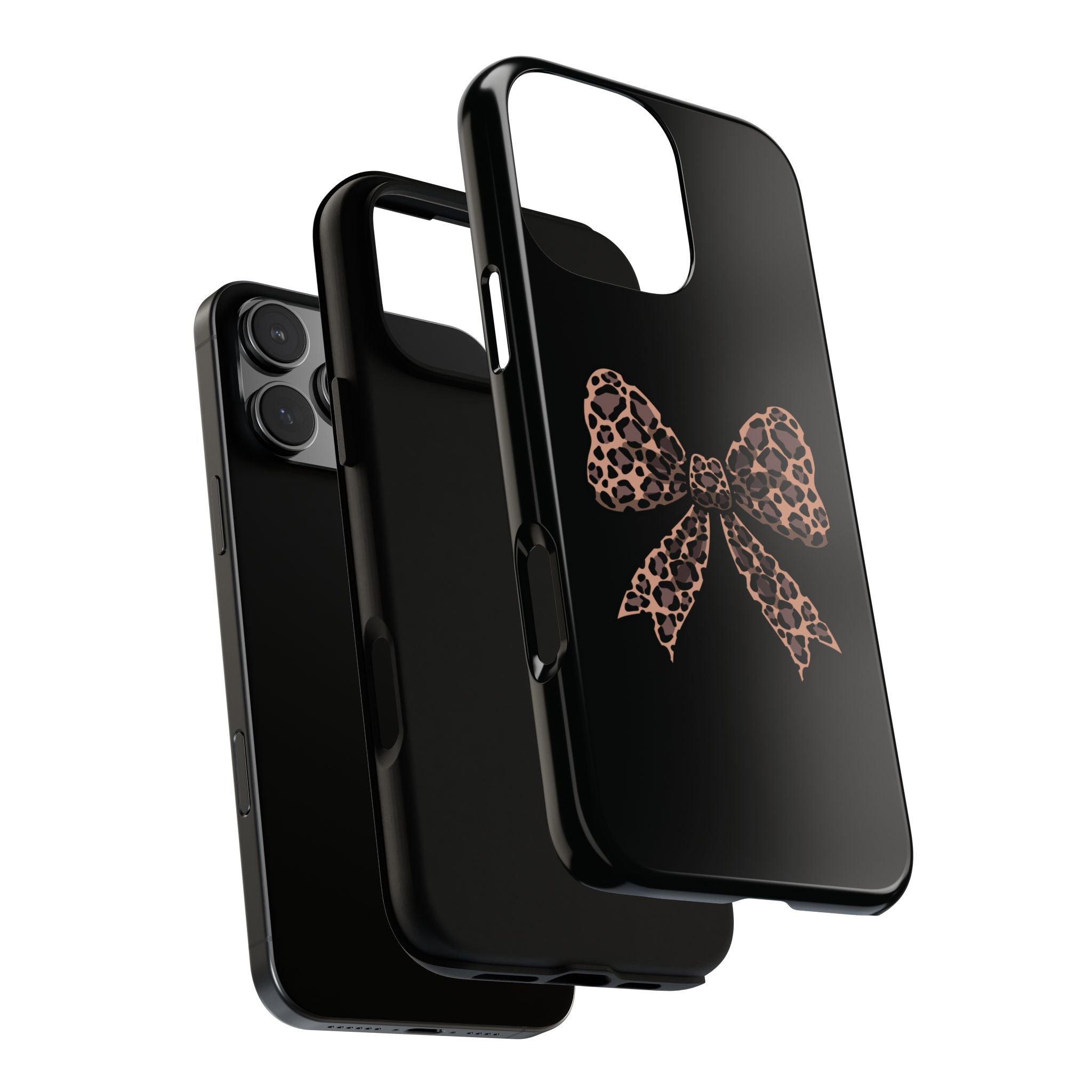 Leopard Print Bow Tough Phone Case — Cute Chic Protective Cover