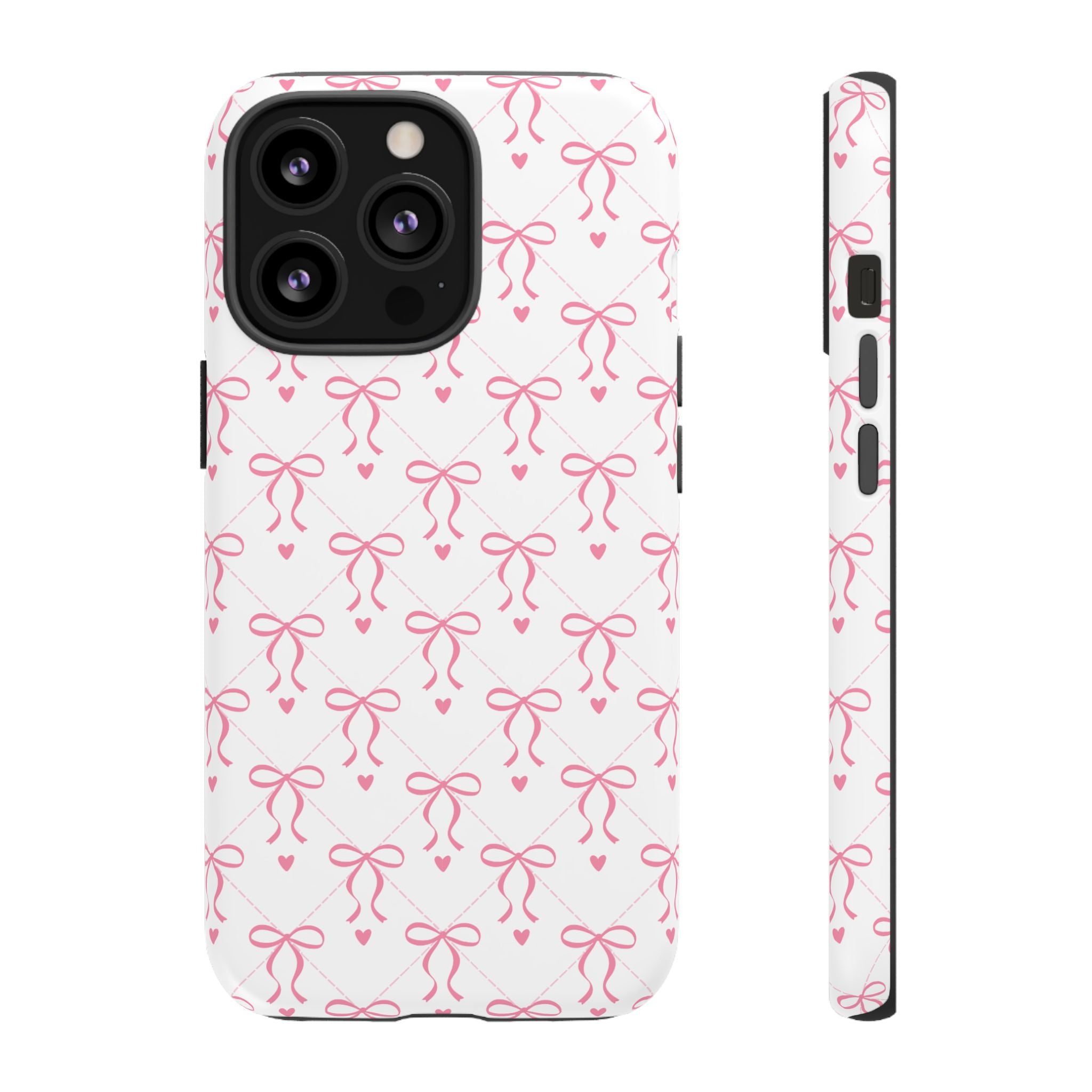 Pink Bow Pattern Phone Case — Cute Feminine Tough Case