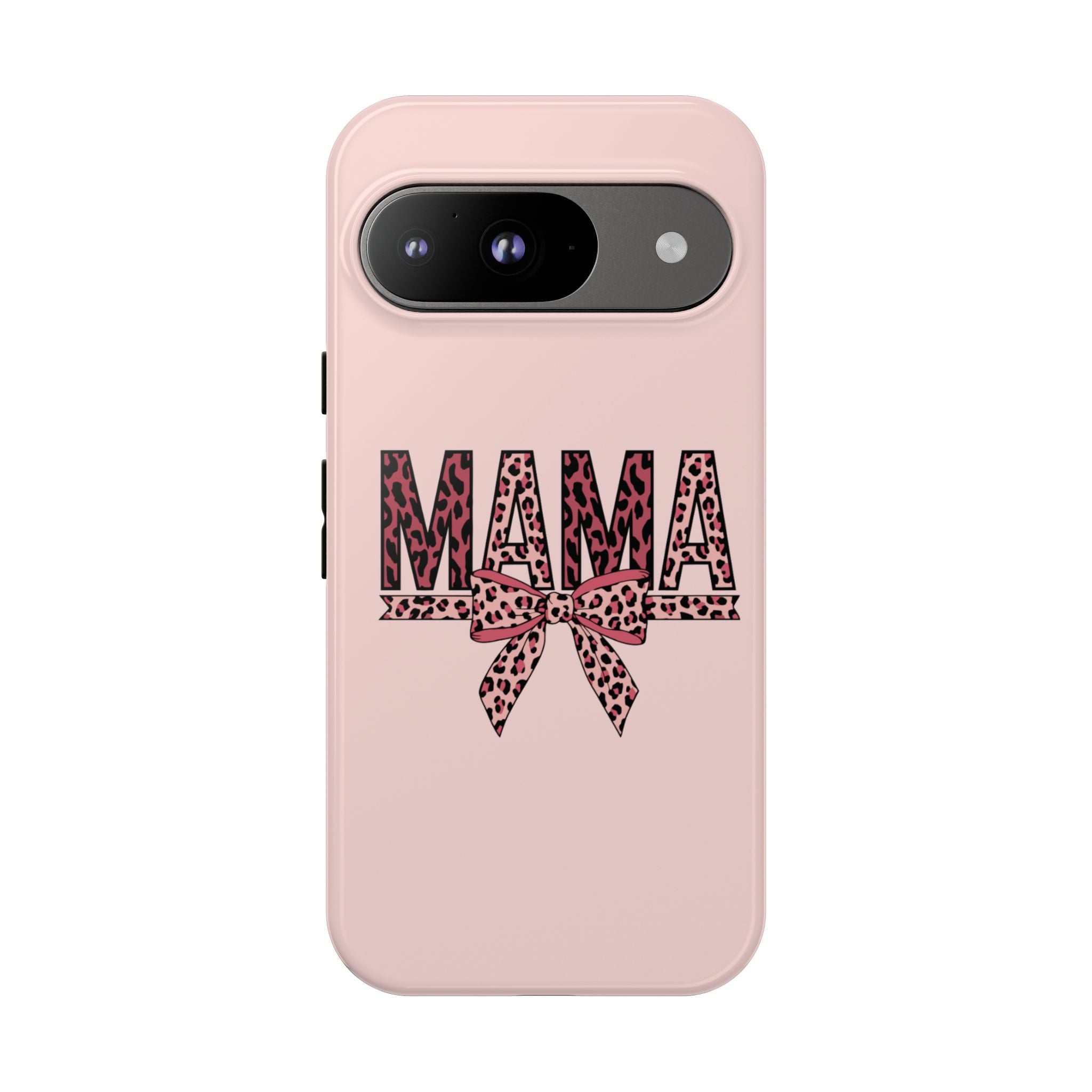 Mama Leopard Bow Phone Case — Pink Tough Protective iPhone Cover