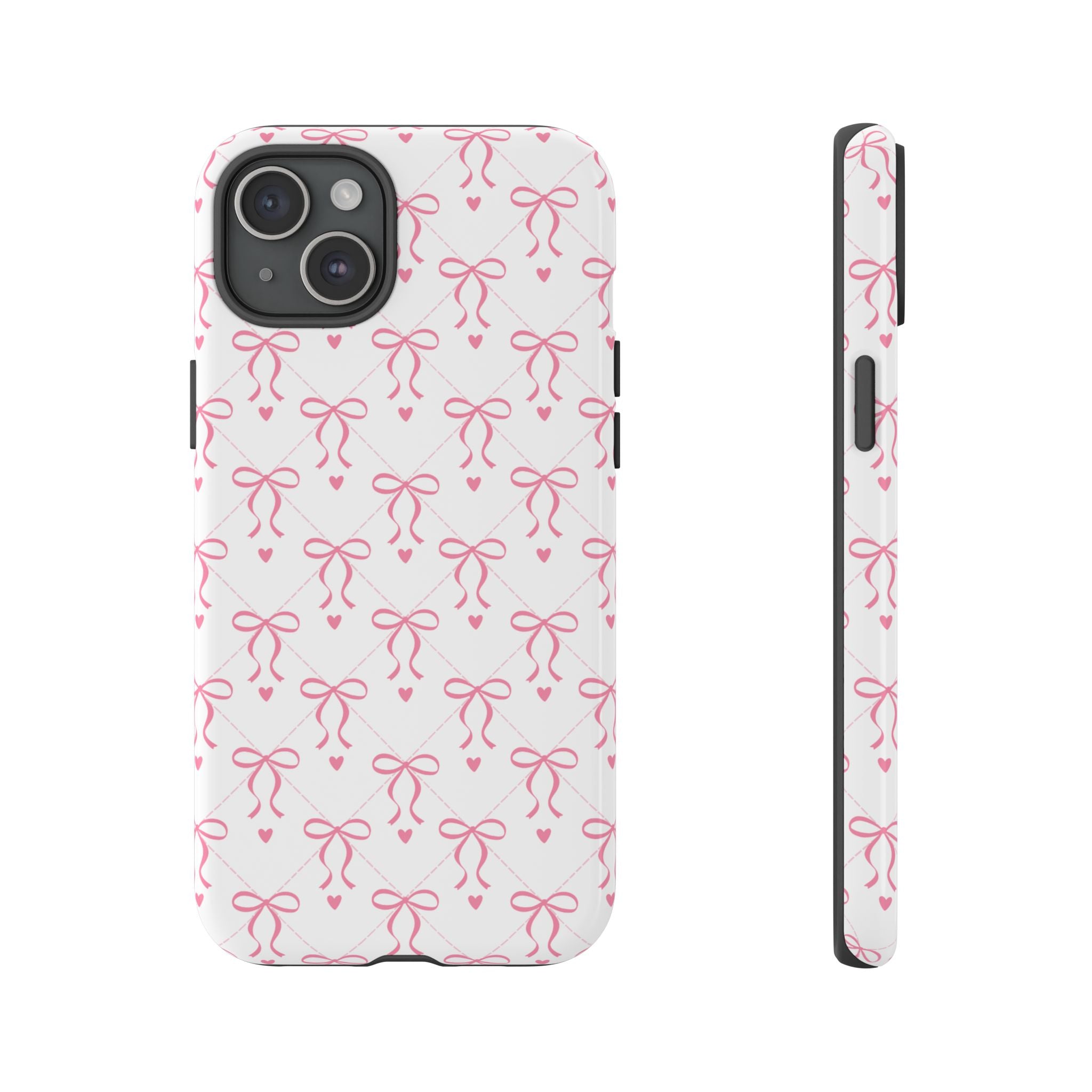 Pink Bow Pattern Phone Case — Cute Feminine Tough Case