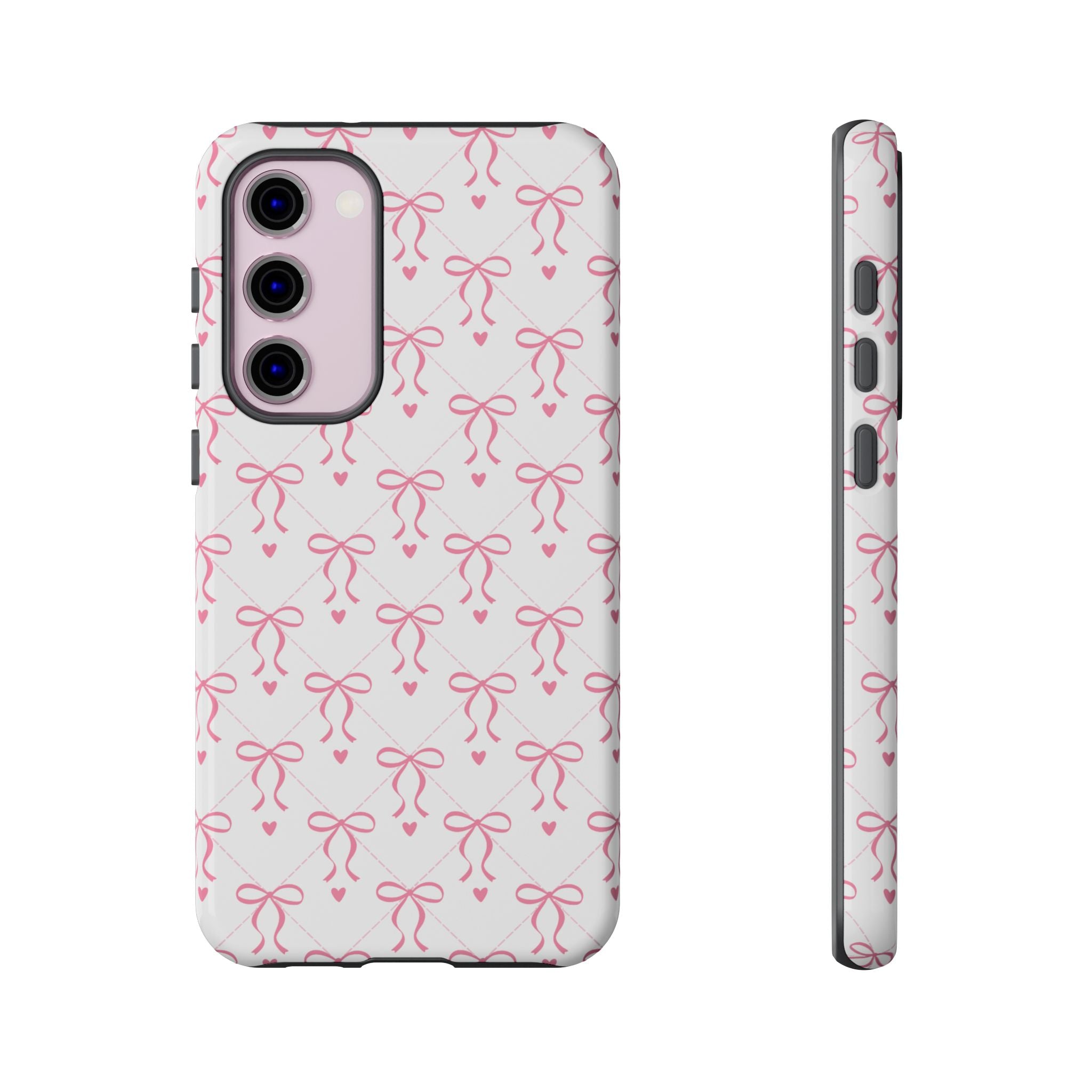 Pink Bow Pattern Phone Case — Cute Feminine Tough Case