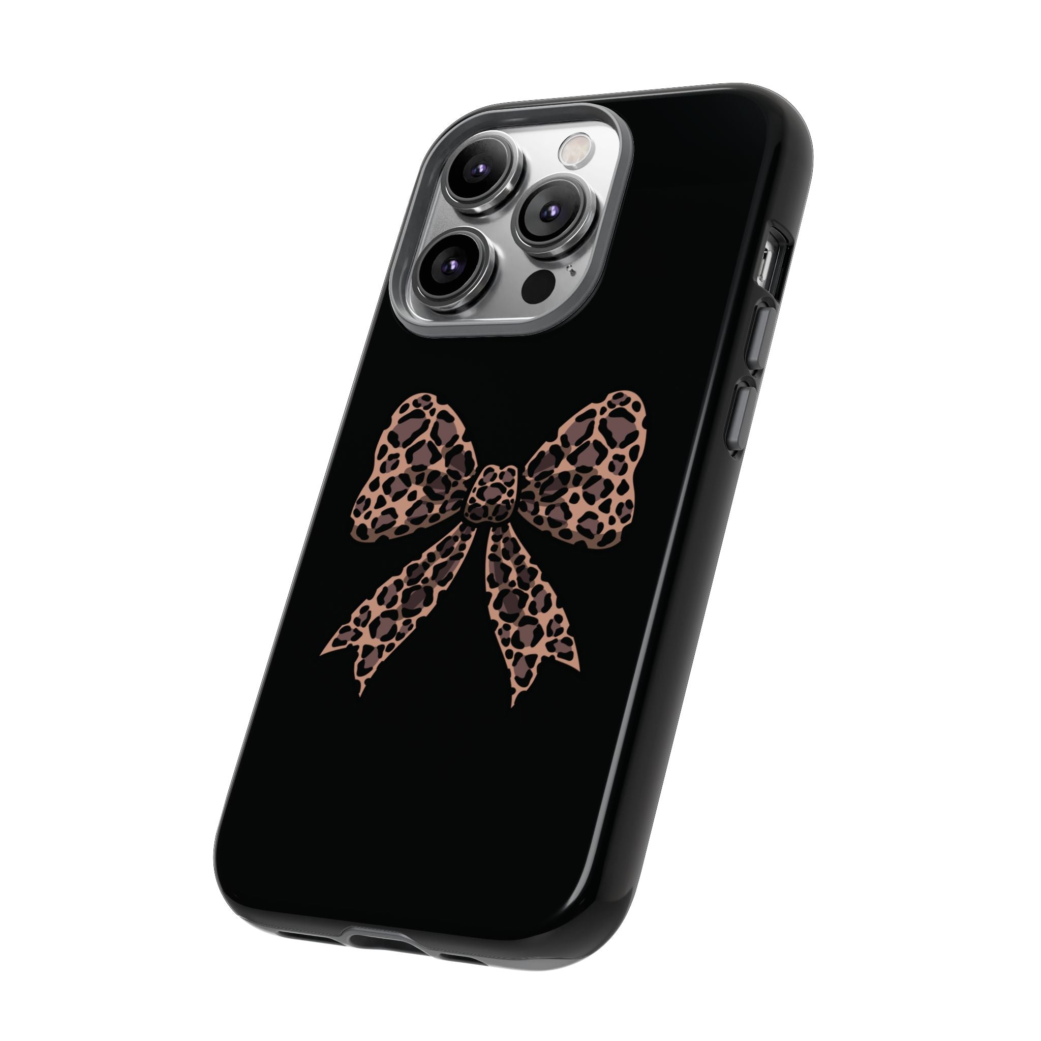 Leopard Print Bow Tough Phone Case — Cute Chic Protective Cover