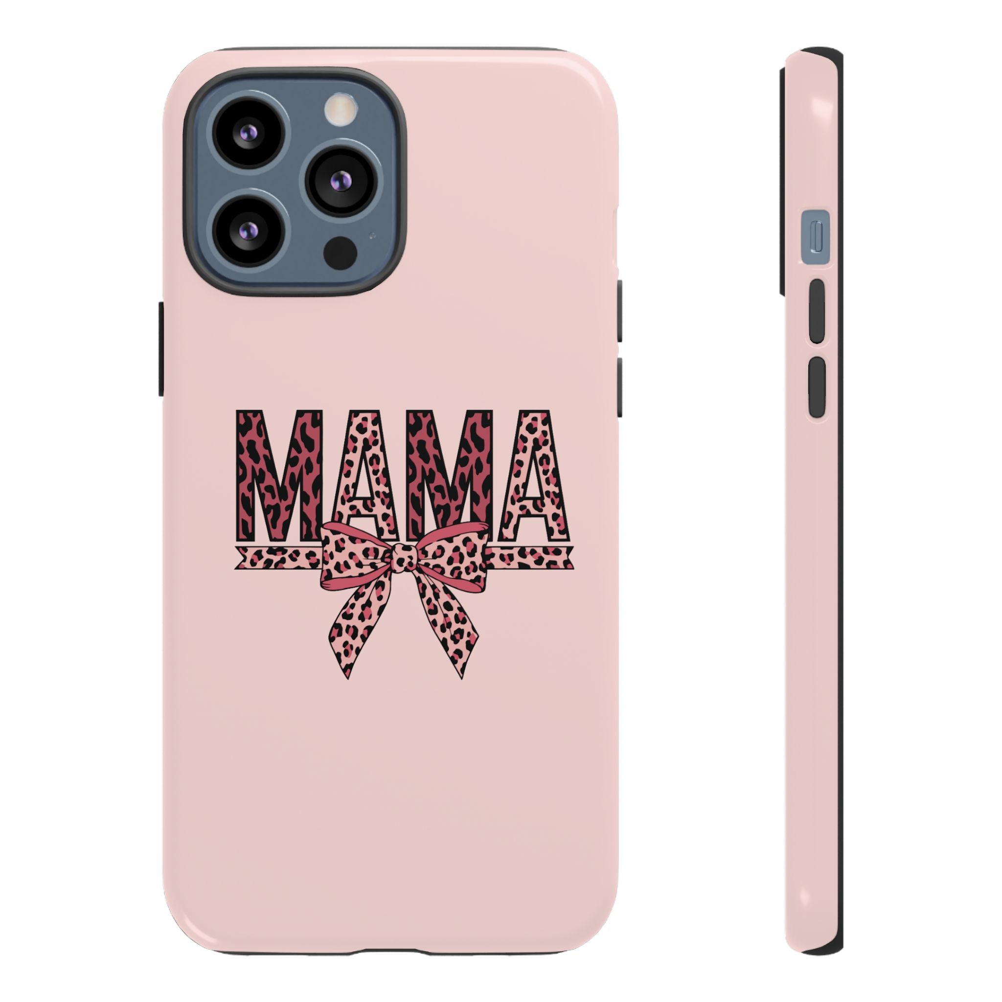 Mama Leopard Bow Phone Case — Pink Tough Protective iPhone Cover