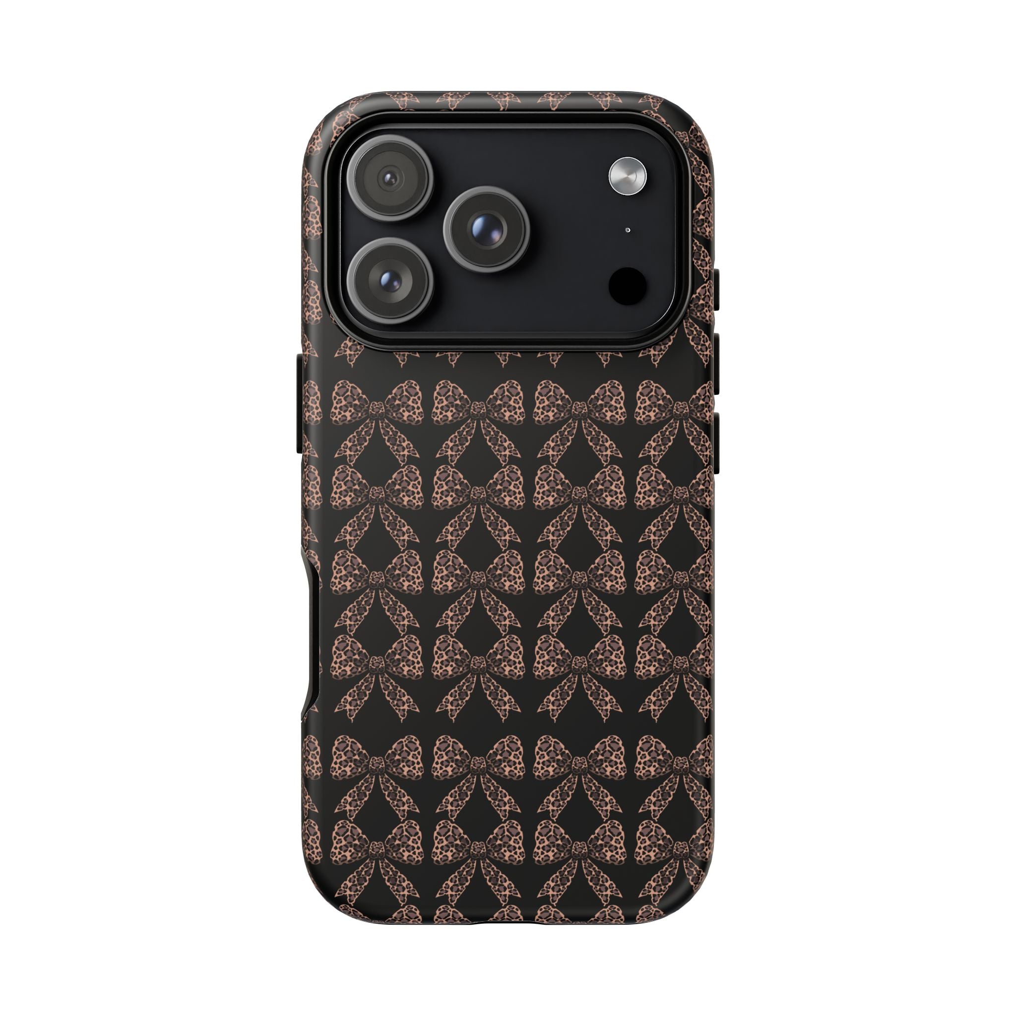 Leopard Print Bow Tough Phone Case — Black & Gold Pattern