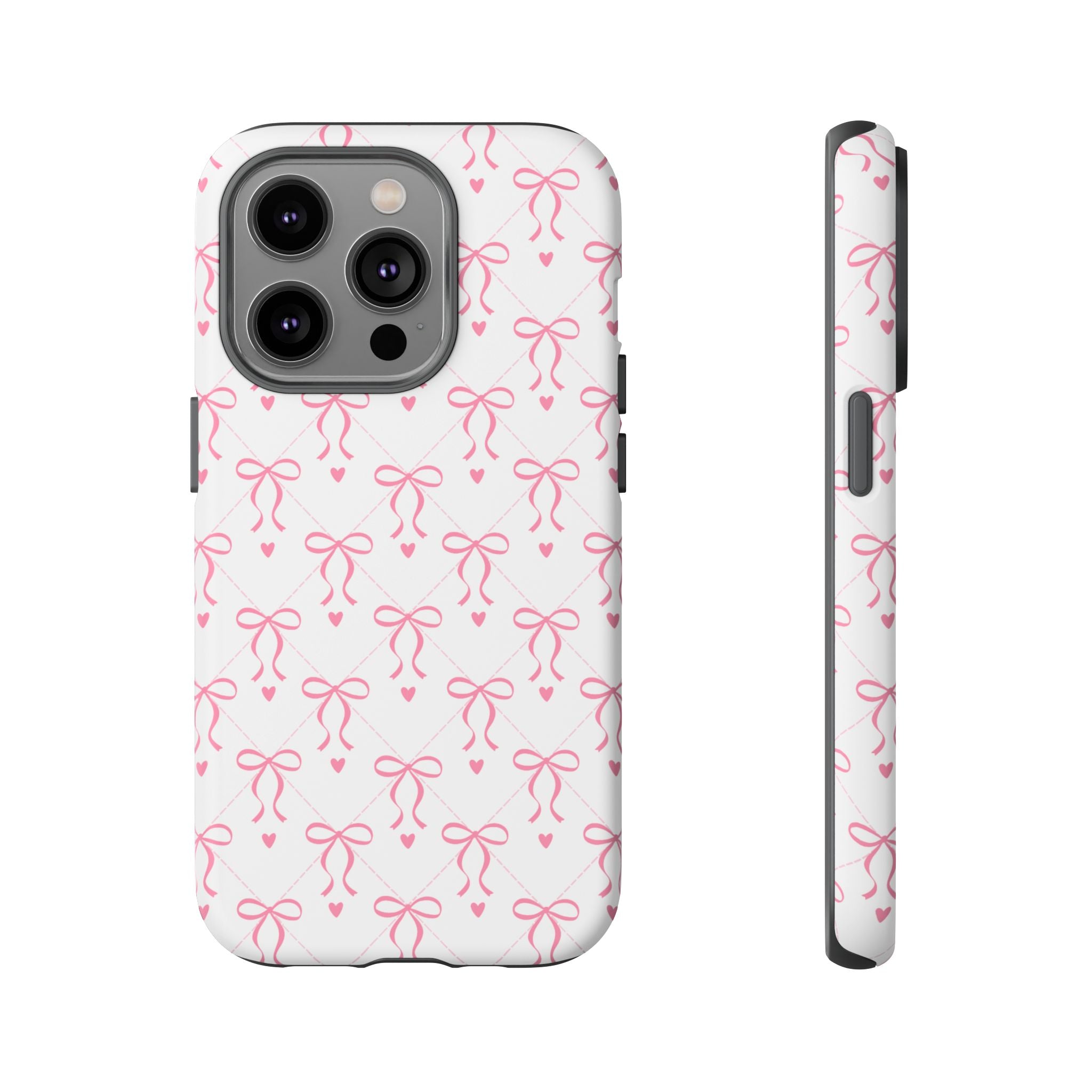 Pink Bow Pattern Phone Case — Cute Feminine Tough Case