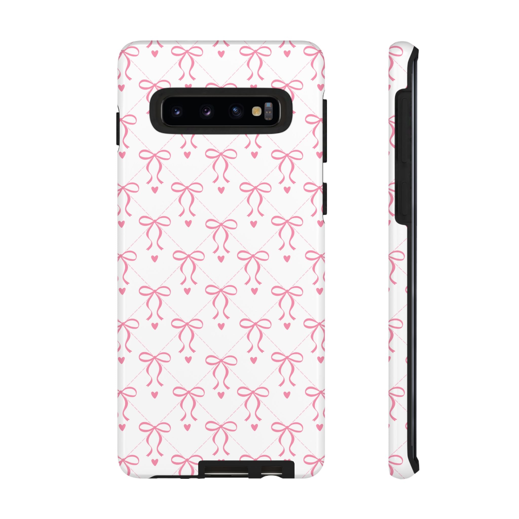 Pink Bow Pattern Phone Case — Cute Feminine Tough Case