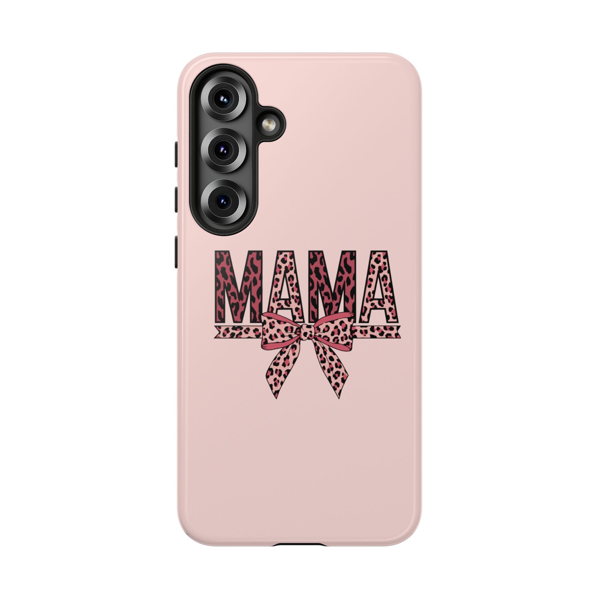 Mama Leopard Bow Phone Case — Pink Tough Protective iPhone Cover