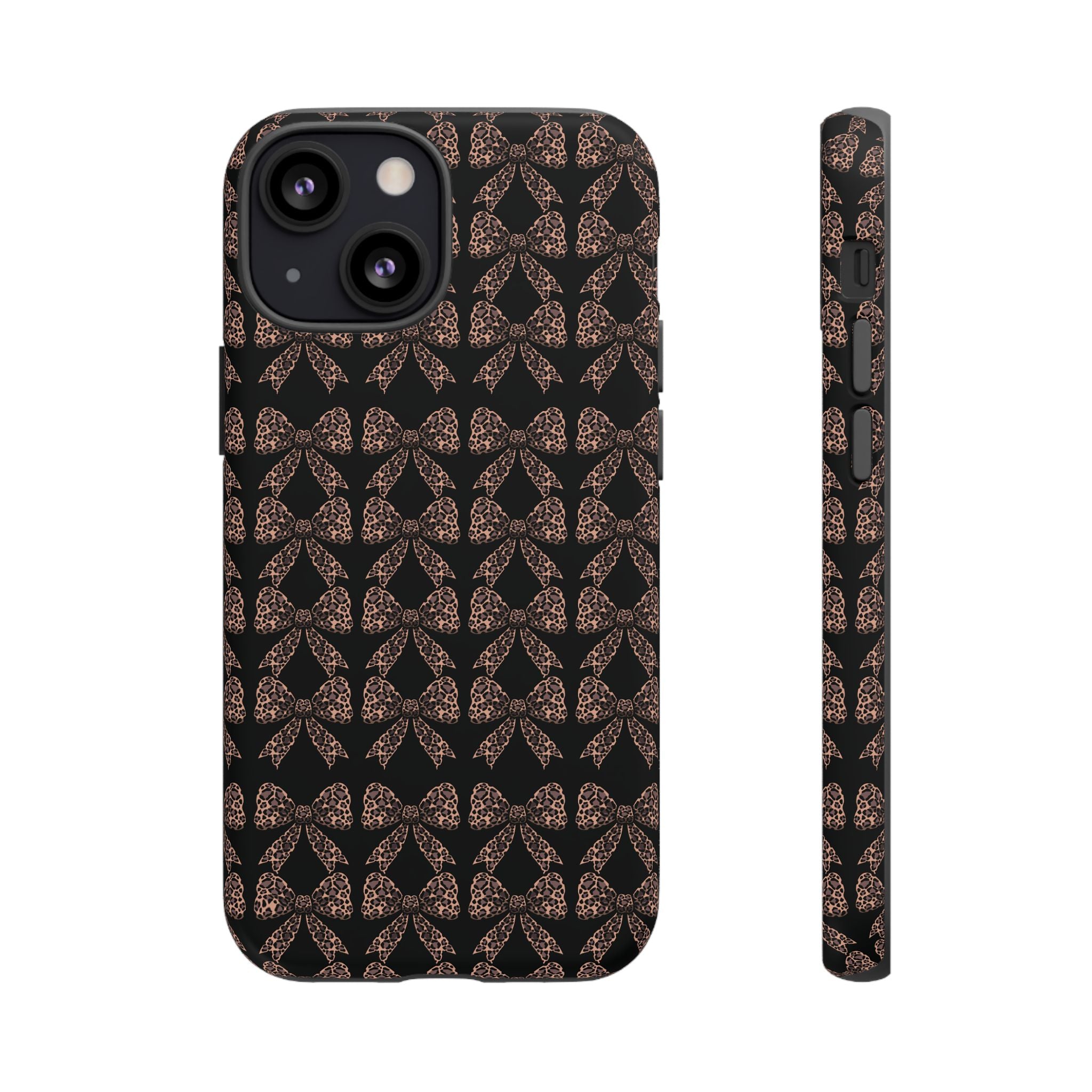 Leopard Print Bow Tough Phone Case — Black & Gold Pattern