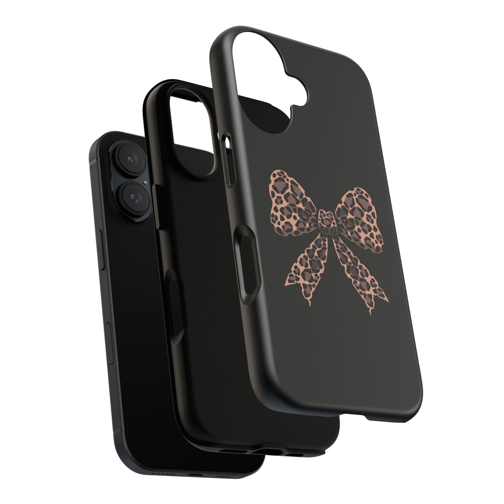 Leopard Print Bow Tough Phone Case — Cute Chic Protective Cover