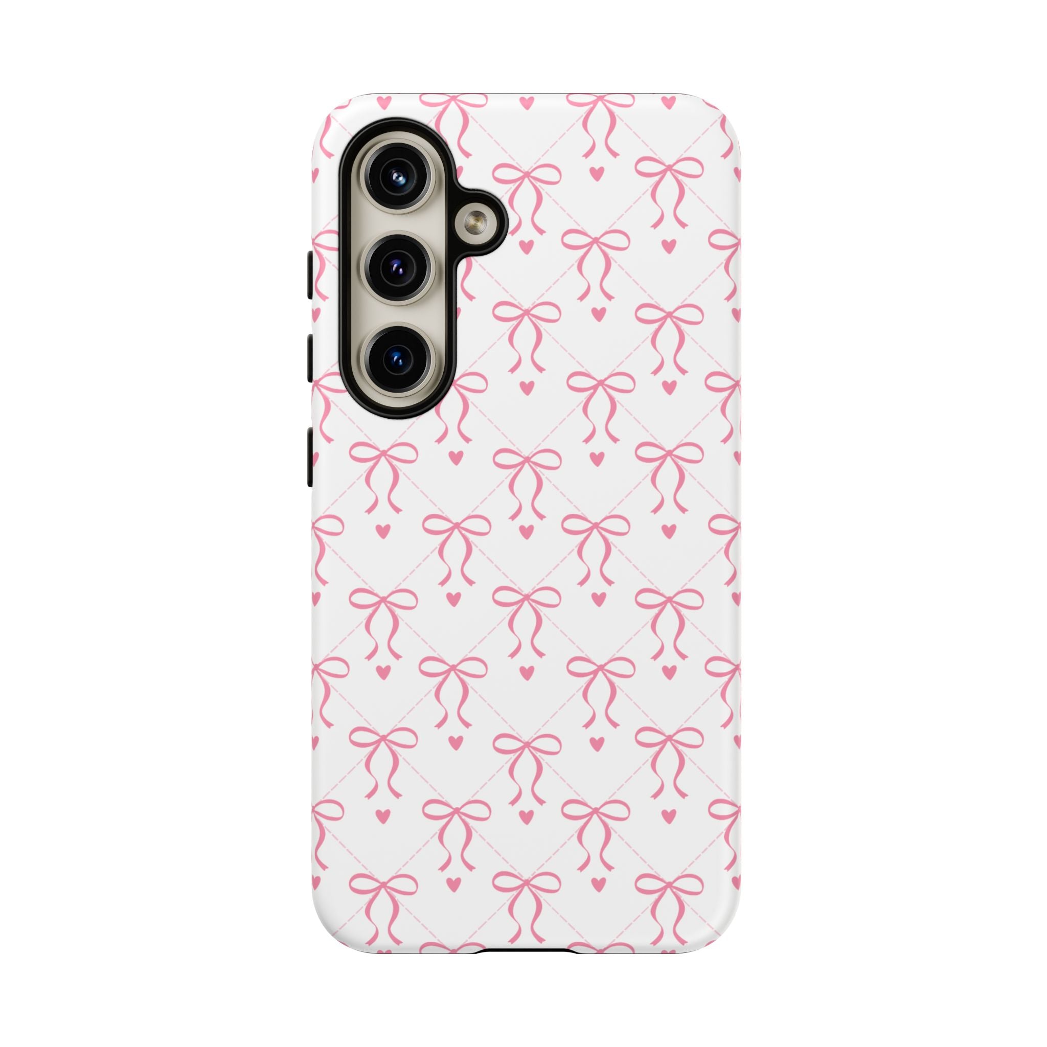 Pink Bow Pattern Phone Case — Cute Feminine Tough Case