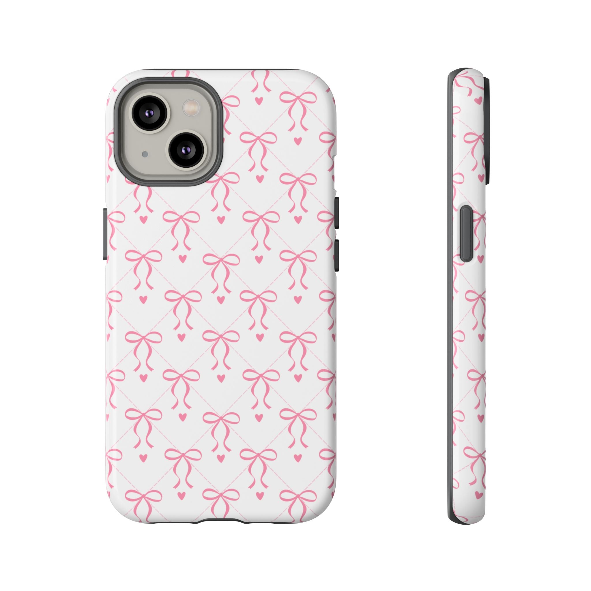 Pink Bow Pattern Phone Case — Cute Feminine Tough Case