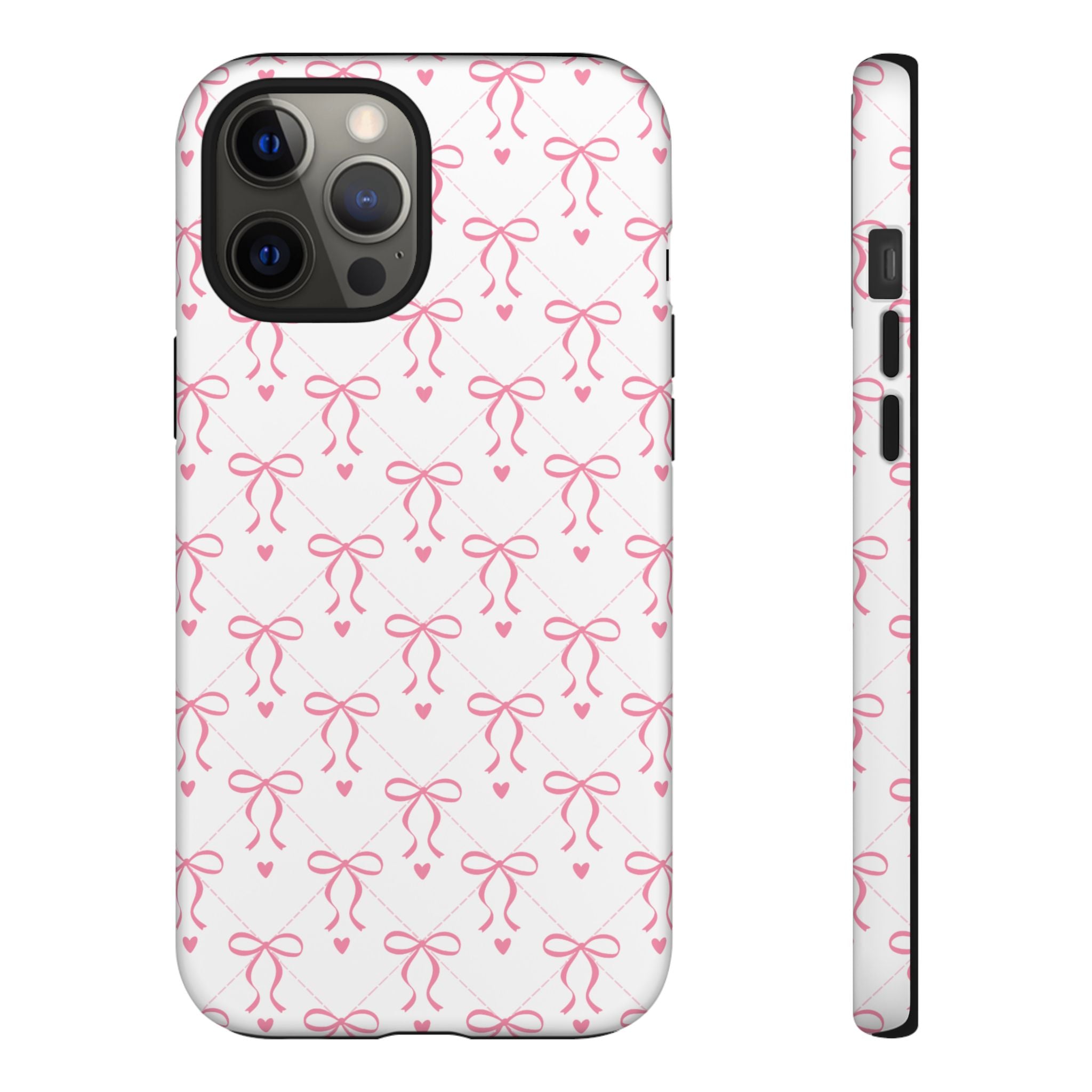 Pink Bow Pattern Phone Case — Cute Feminine Tough Case