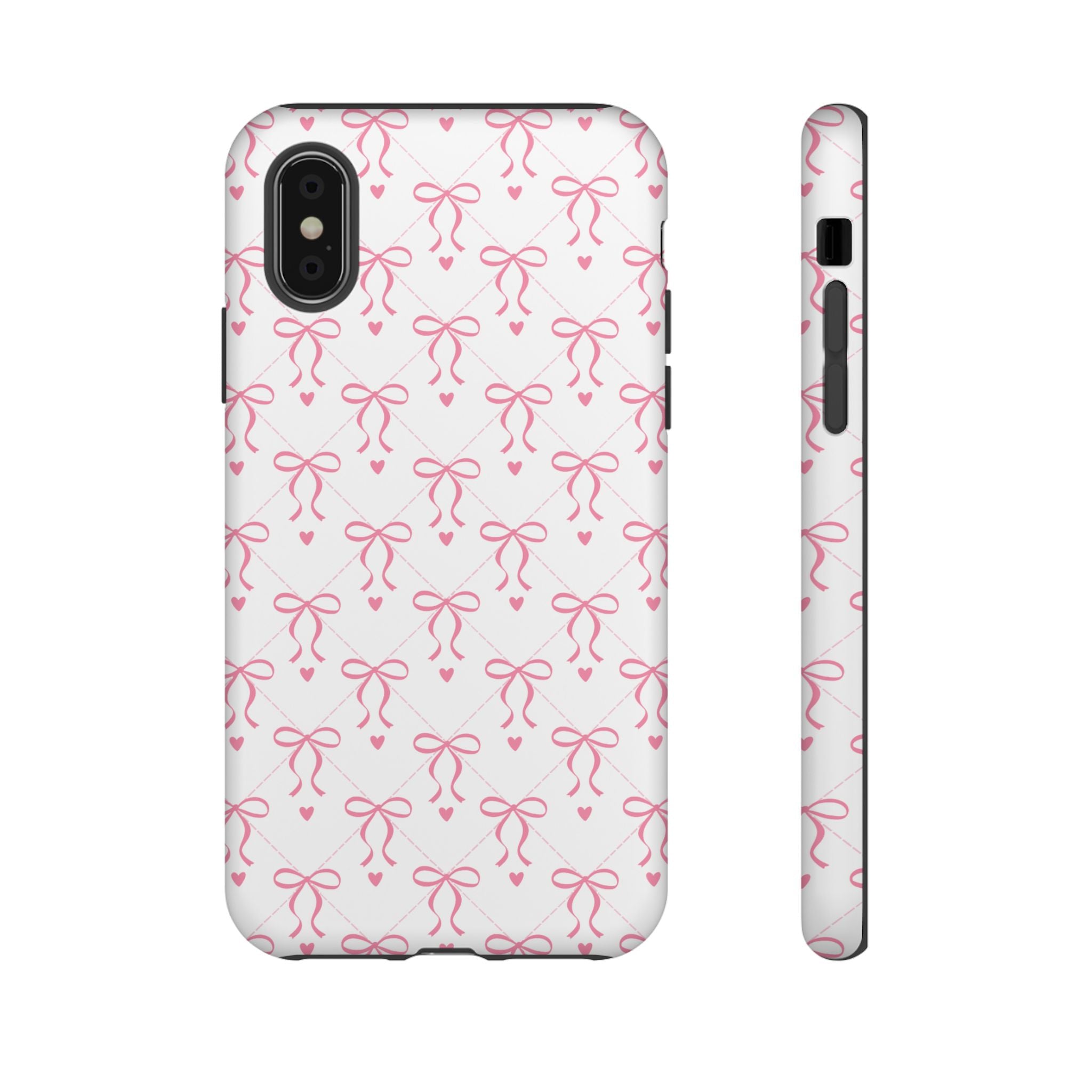 Pink Bow Pattern Phone Case — Cute Feminine Tough Case