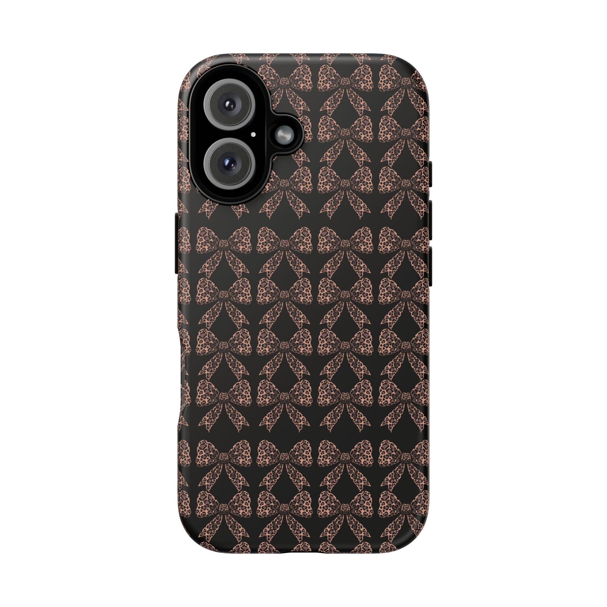 Leopard Print Bow Tough Phone Case — Black & Gold Pattern