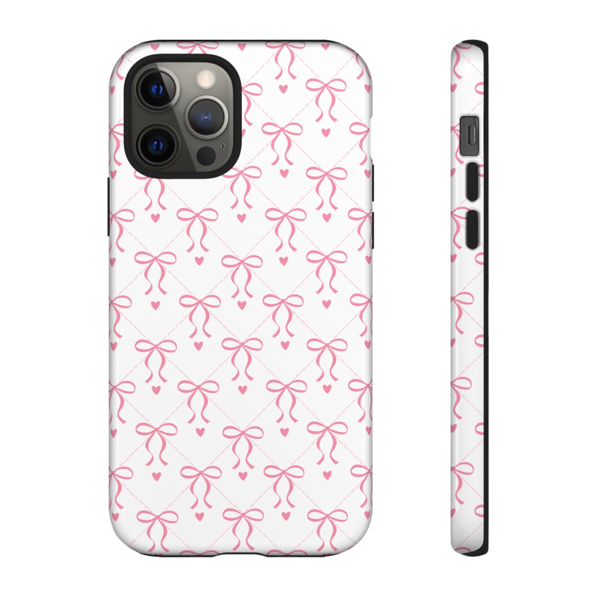 Pink Bow Pattern Phone Case — Cute Feminine Tough Case