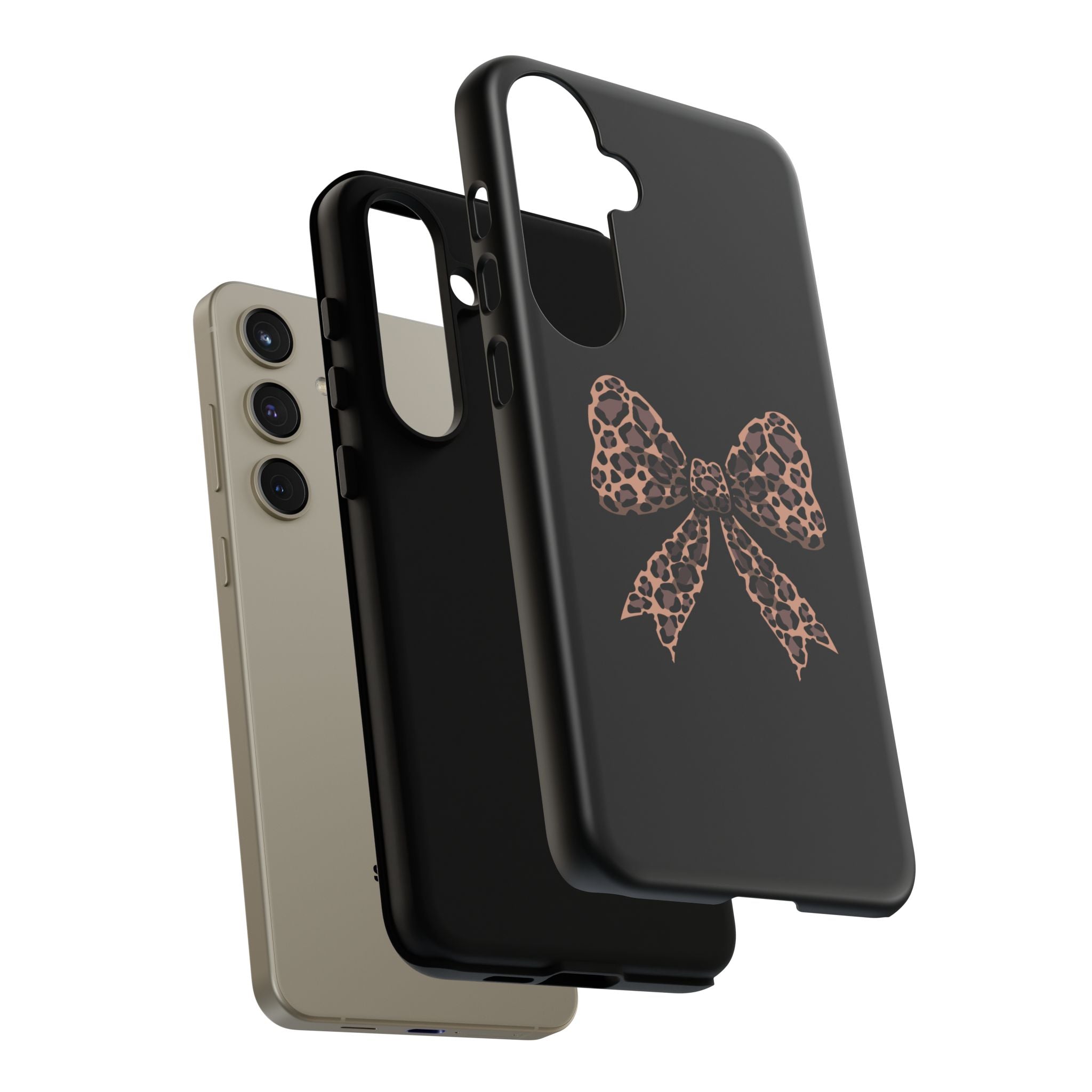 Leopard Print Bow Tough Phone Case — Cute Chic Protective Cover