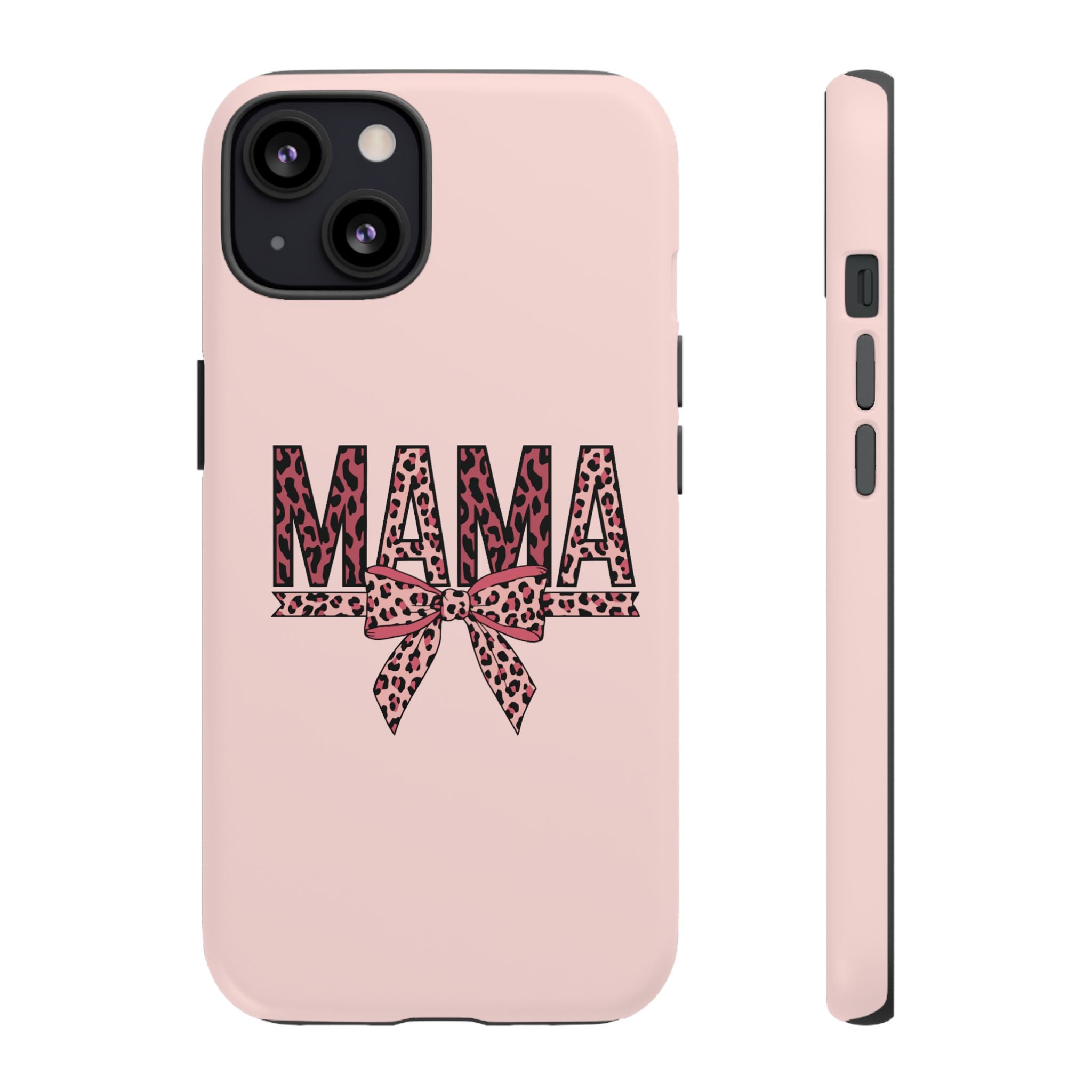 Mama Leopard Bow Phone Case — Pink Tough Protective iPhone Cover