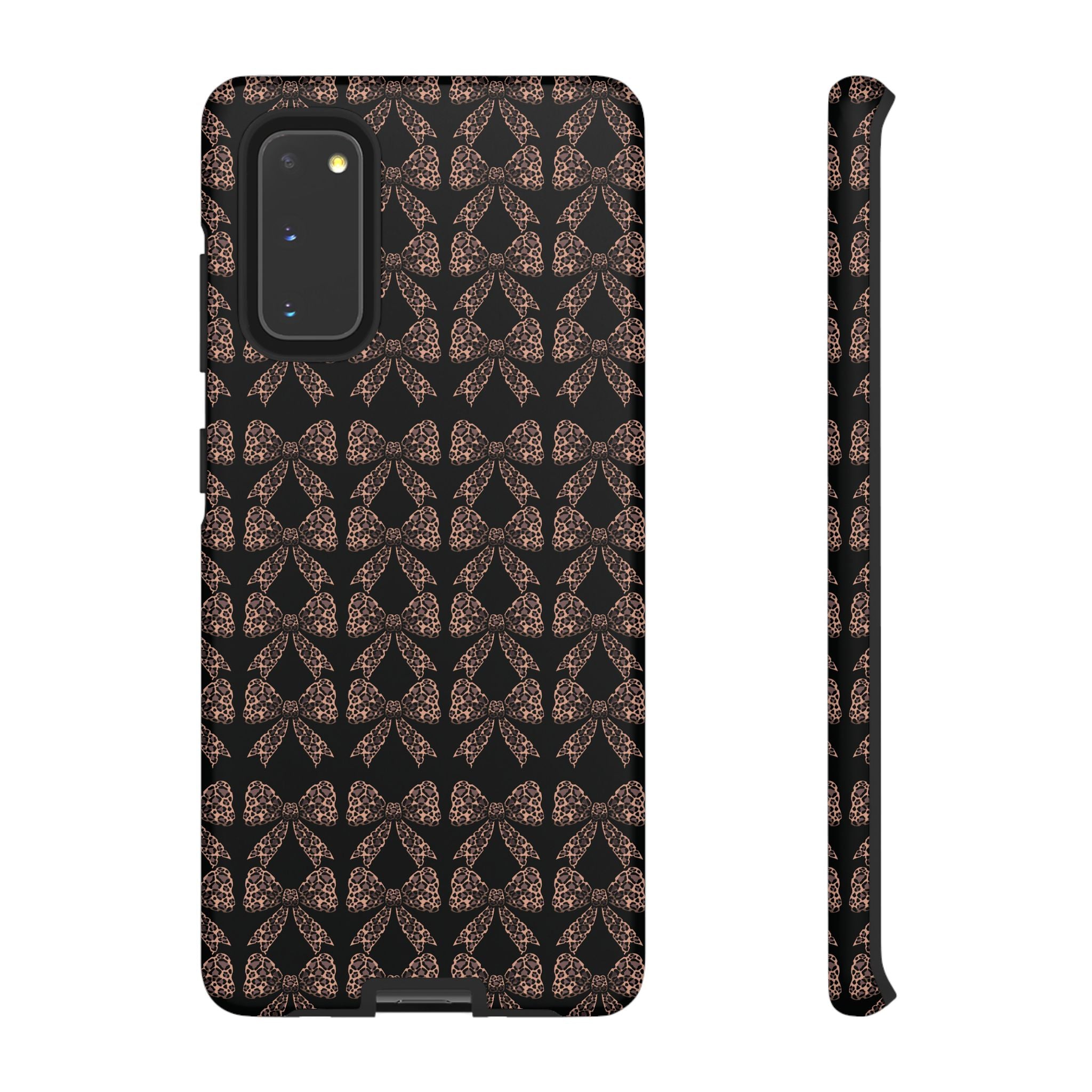 Leopard Print Bow Tough Phone Case — Black & Gold Pattern