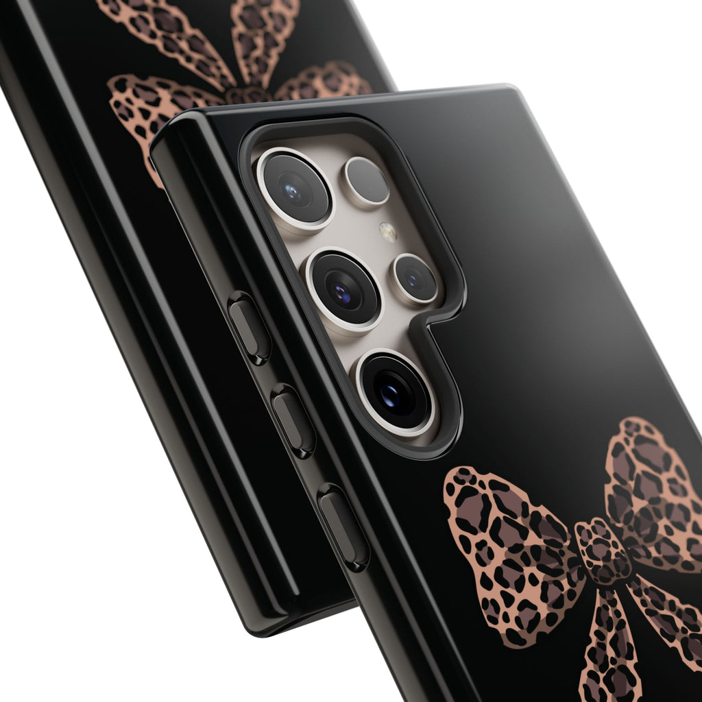 Leopard Print Bow Tough Phone Case — Cute Chic Protective Cover