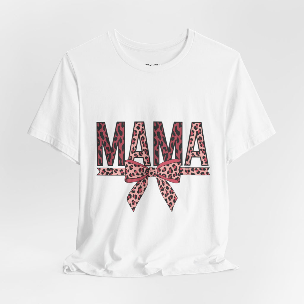 Mama Leopard Bow Tee — Floral Leopard Print "MAMA" Mother's Day T‑Shirt